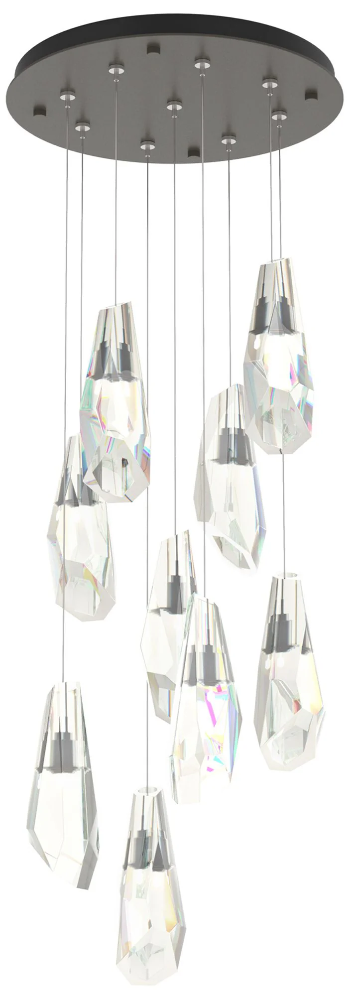 Luma 20.5" 9-Light Round Dark Smoke & Crystal Long Pendant - Image 1