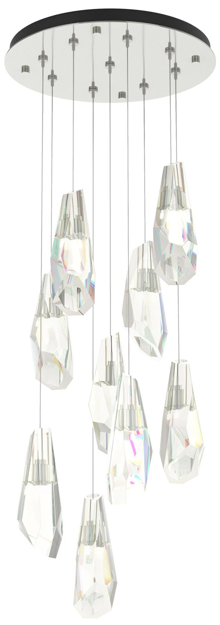 Luma 20.5" 9-Light Round Sterling & Crystal Long Pendant - Image 1