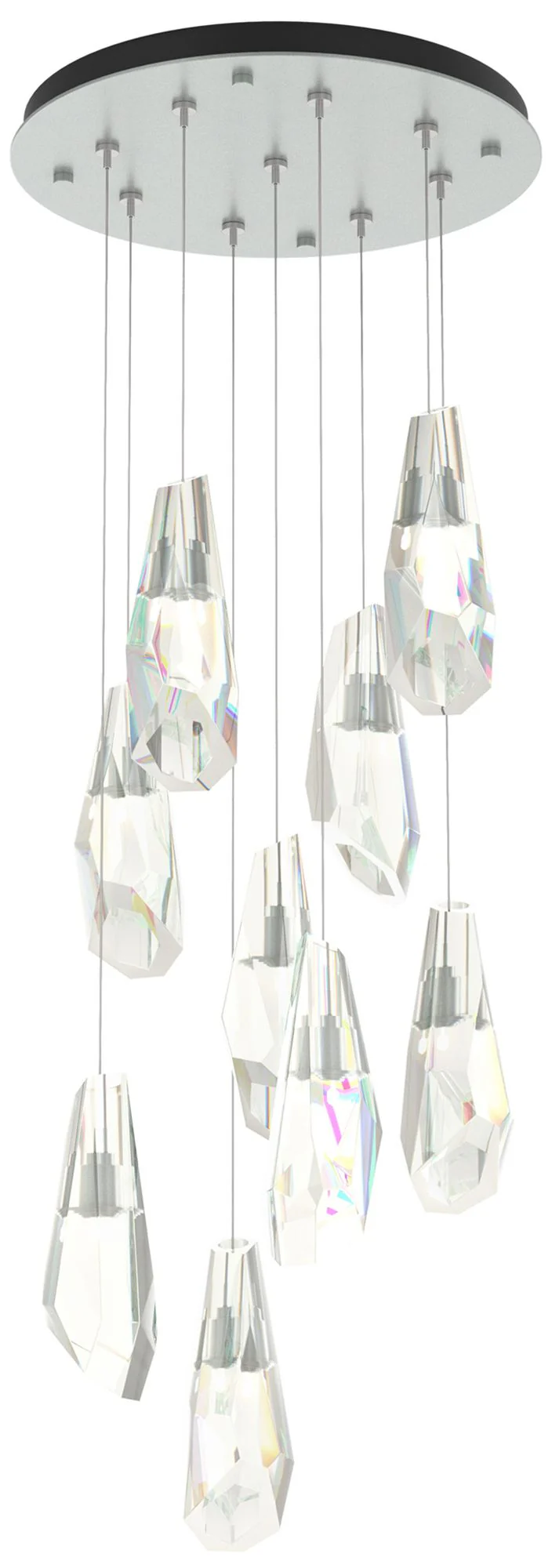 Luma 20.5" 9-Light Round Vintage Platinum & Crystal Long Pendant - Image 1