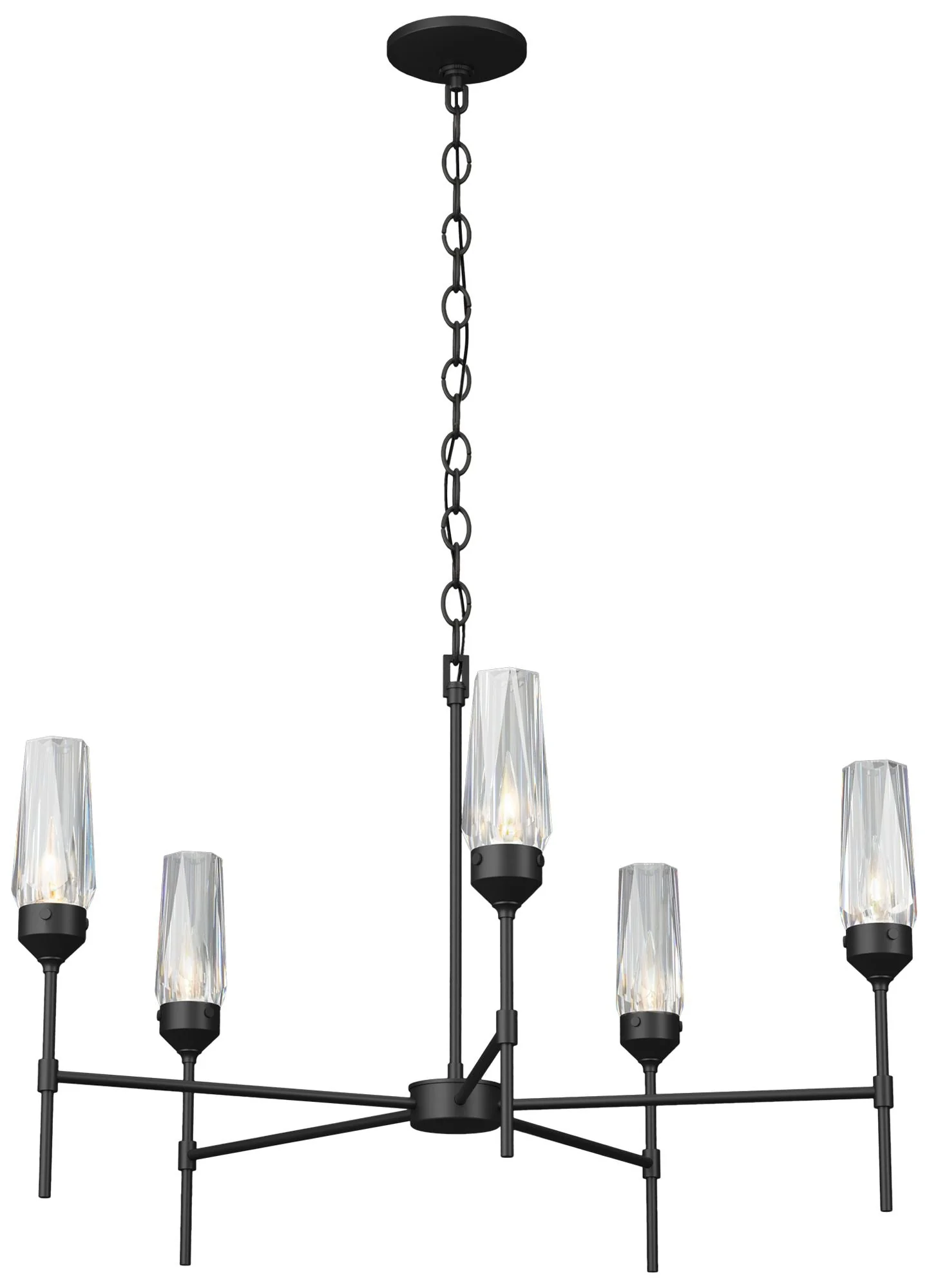Luma 30.9" Wide Crystal Accented 5 Arm Black Chandelier - Image 1