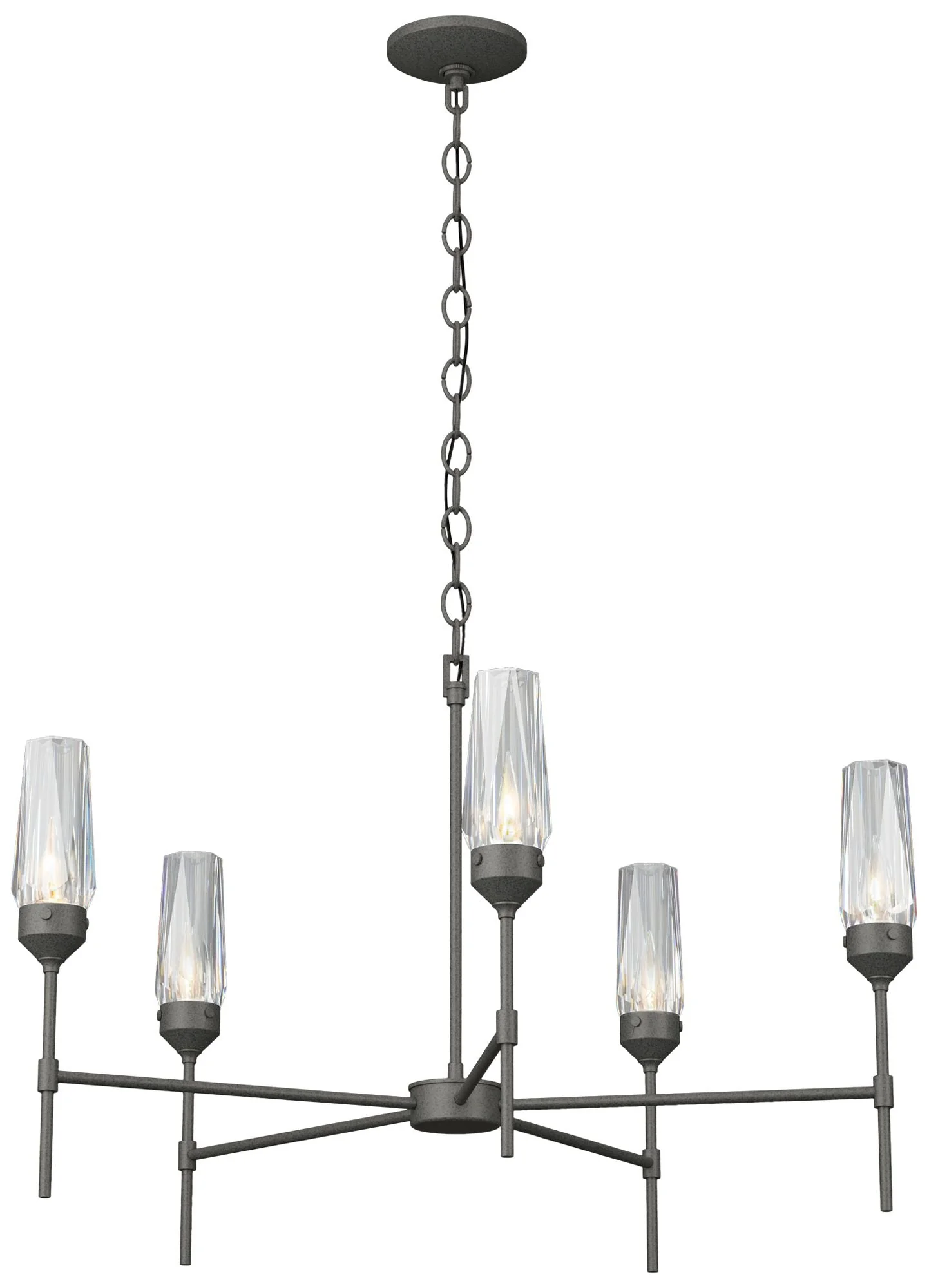 Luma 30.9" Wide Crystal Accented 5 Arm Natural Iron Chandelier - Image 1