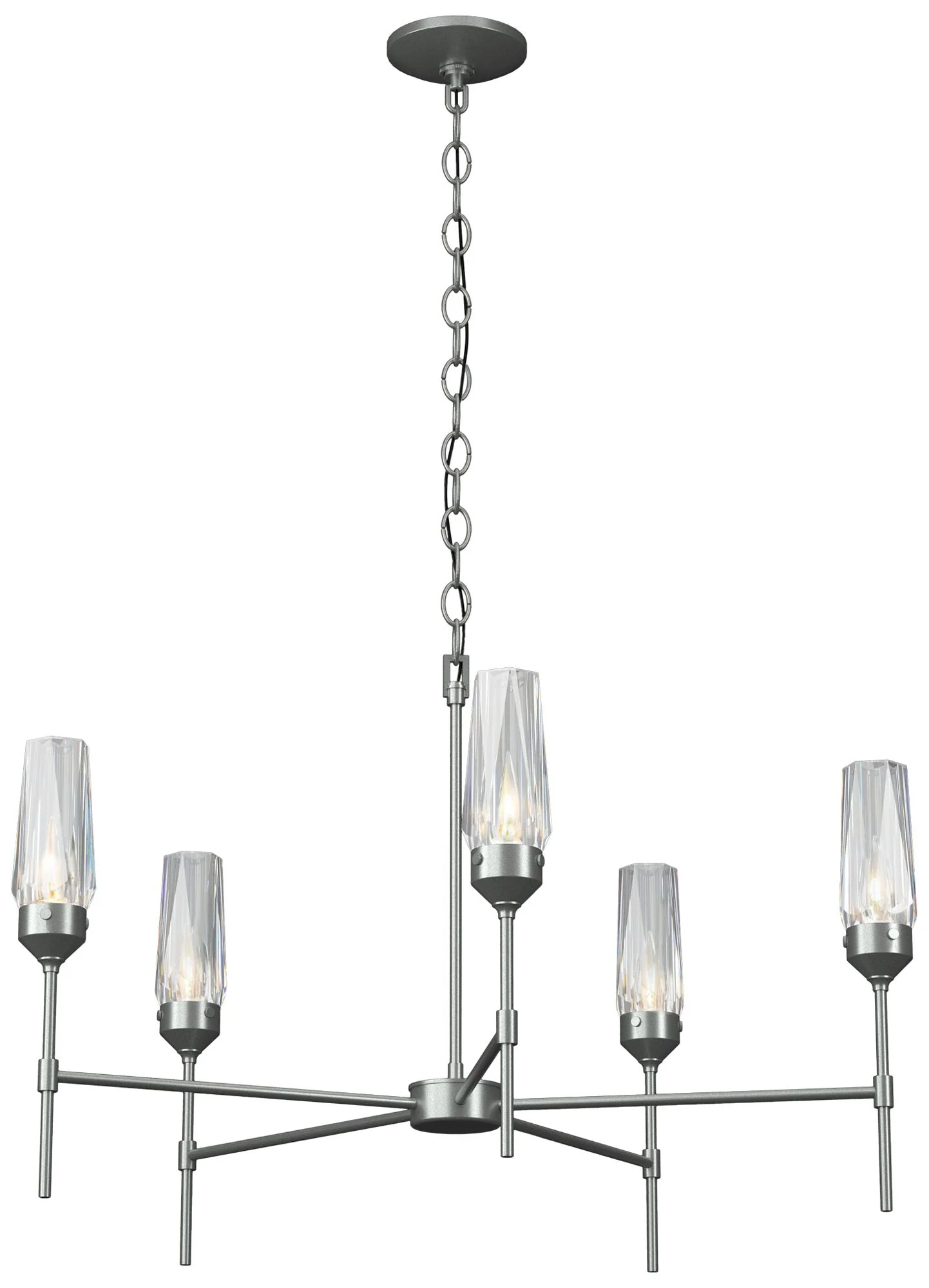 Luma 30.9" Wide Crystal Accented 5 Arm Vintage Platinum Chandelier - Image 1