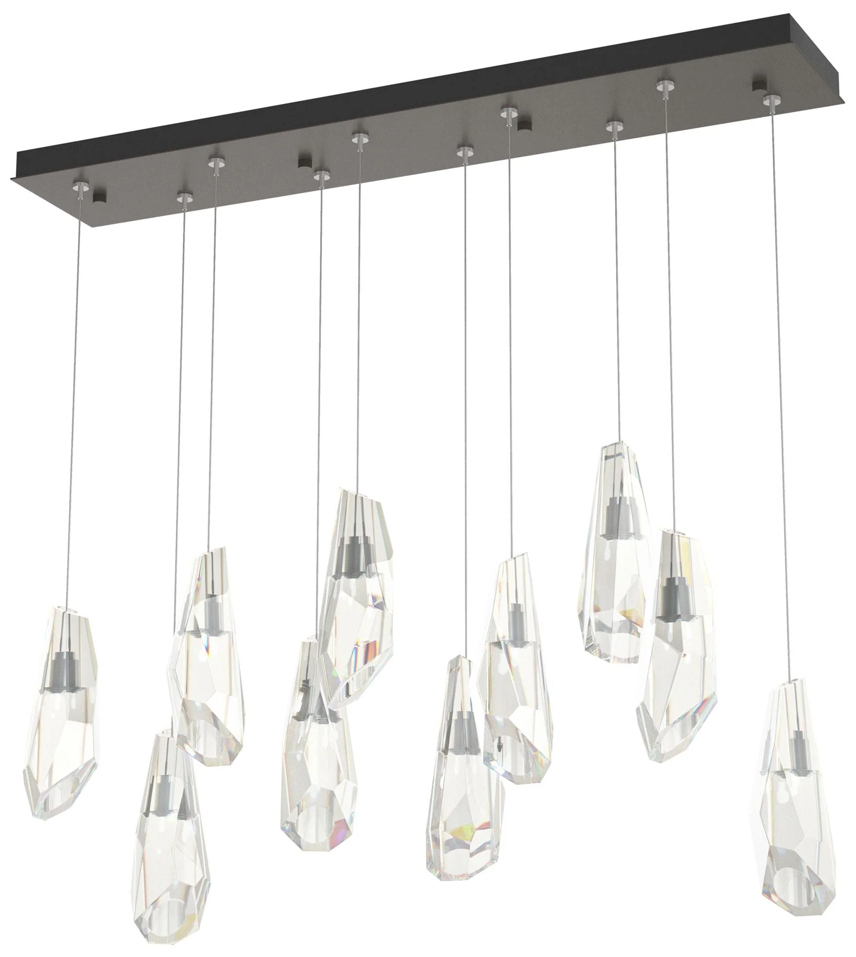 Luma 44.5" Rectangular Dark Smoke & Crystal Long Pendant - Image 1