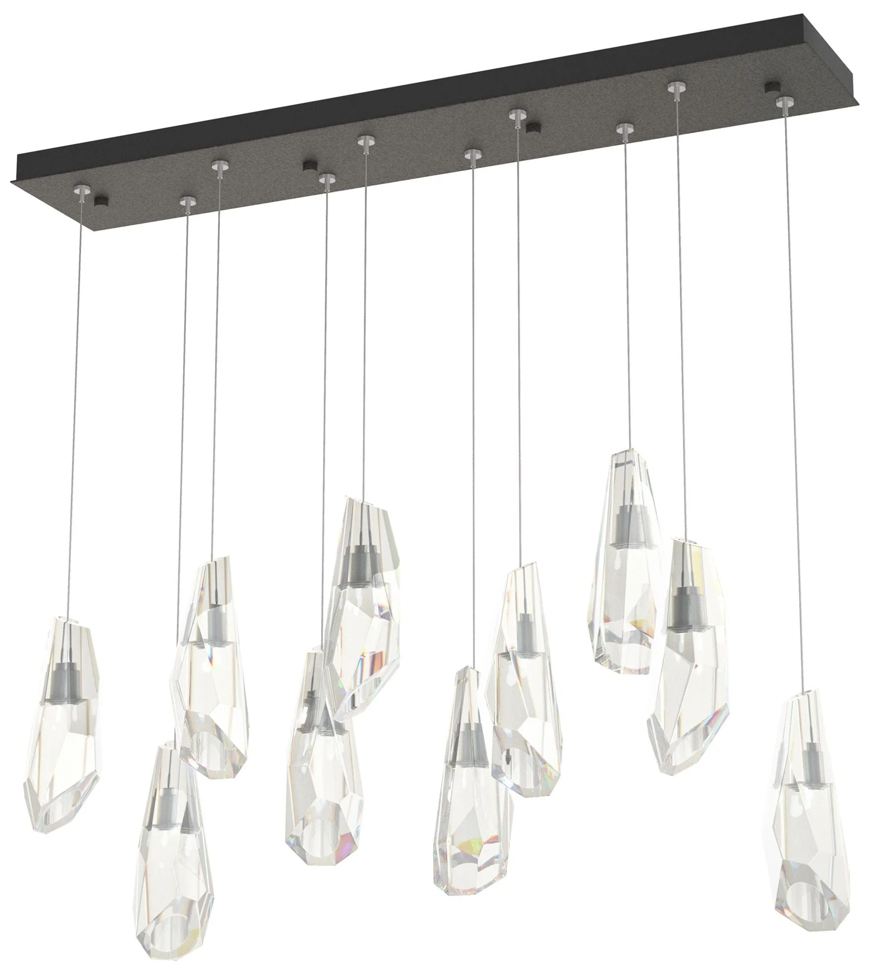 Luma 44.5" Rectangular Natural Iron & Crystal Long Pendant - Image 1