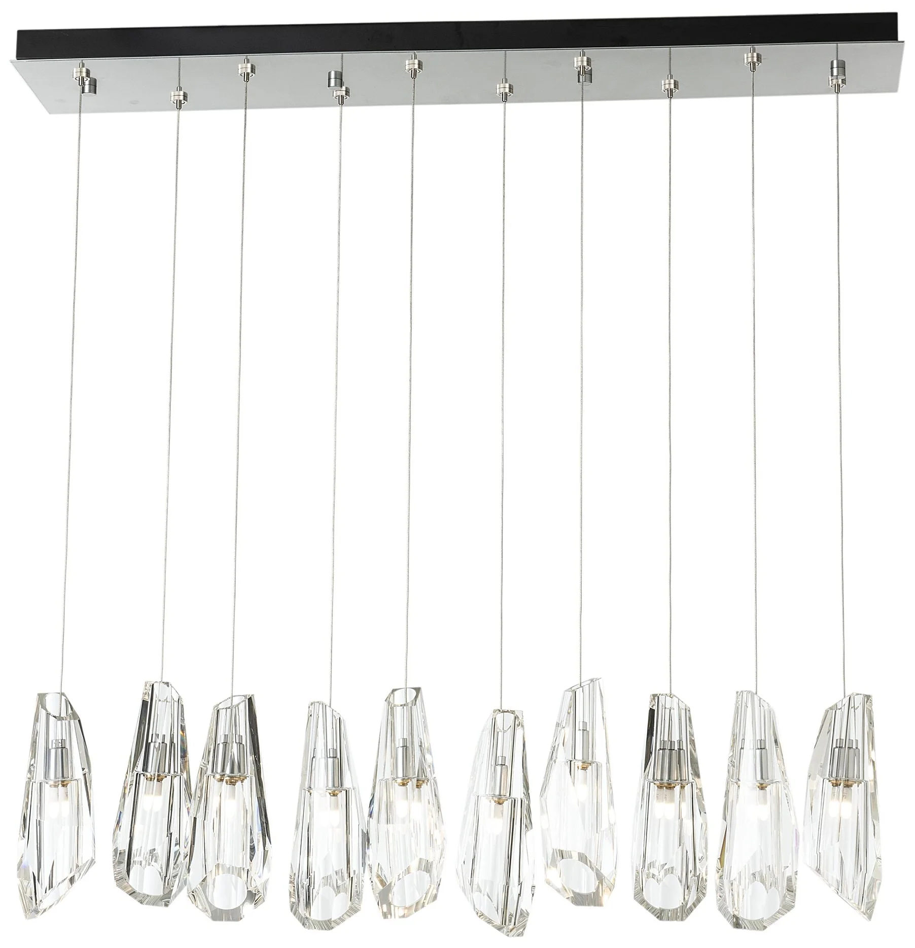 Luma 44.5" Rectangular Sterling & Crystal Long Pendant - Image 1
