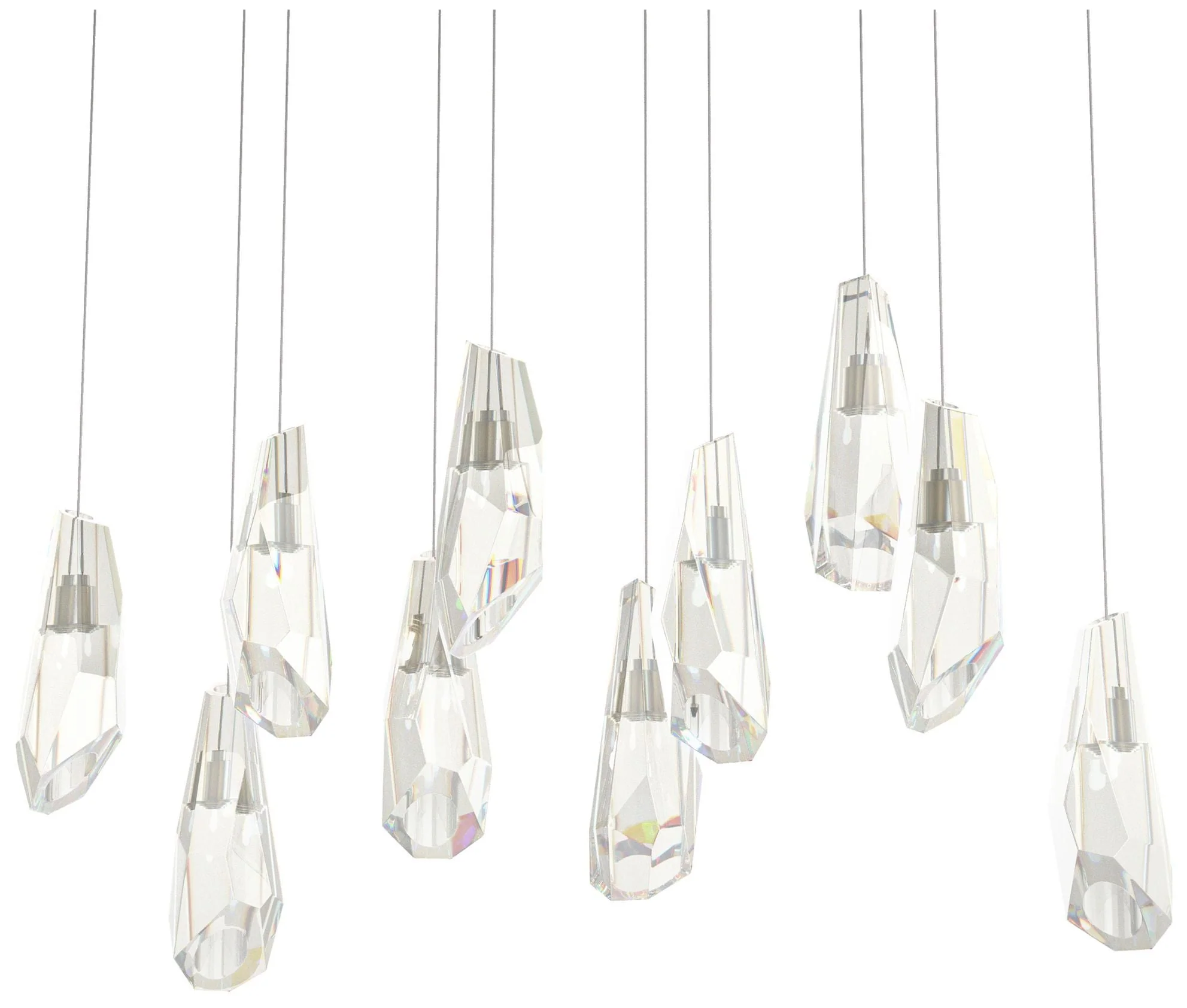 Luma 44.5"W 10-Light Crystal Accented Rectangular Brass Long Pendant - Image 1