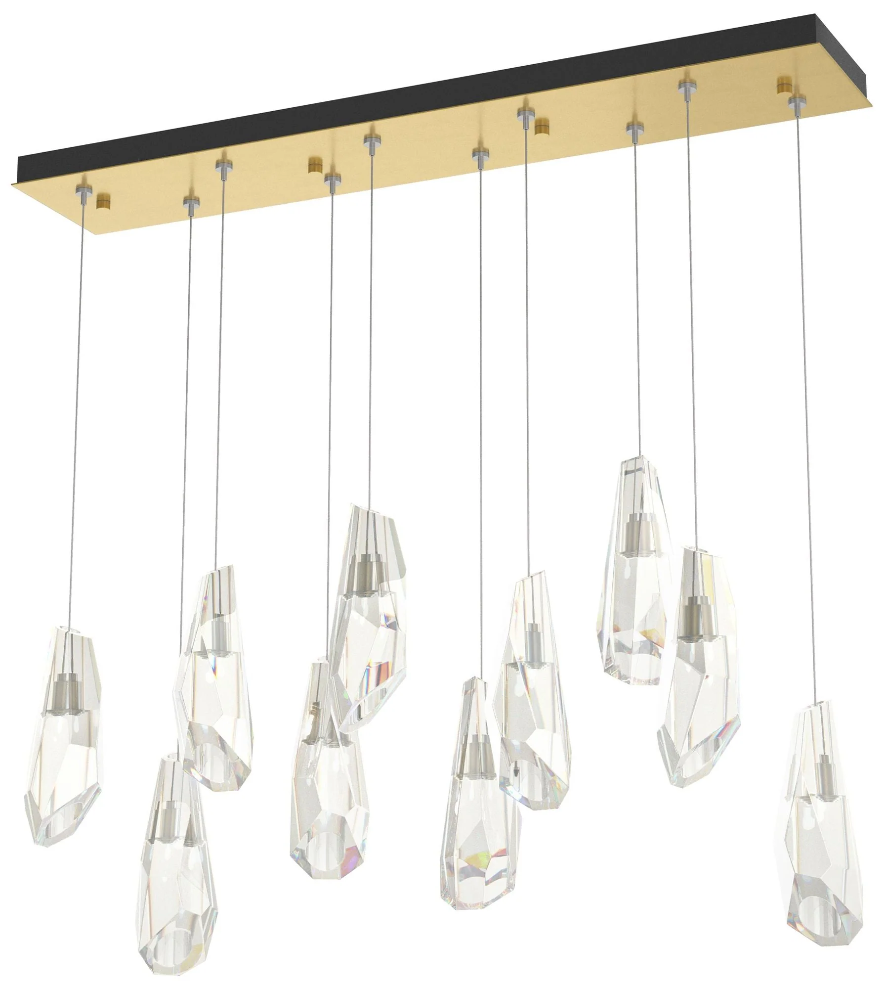 Luma 44.5"W 10-Light Crystal Accented Rectangular Brass Standard Penda - Image 1