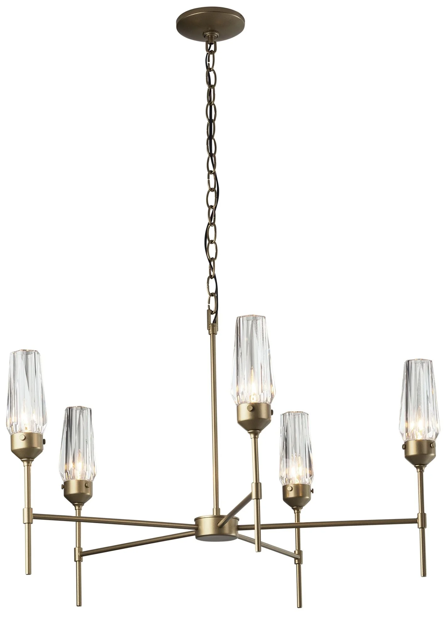 Luma 5 Arm Chandelier - Soft Gold Finish - Crystal Accents - Image 1