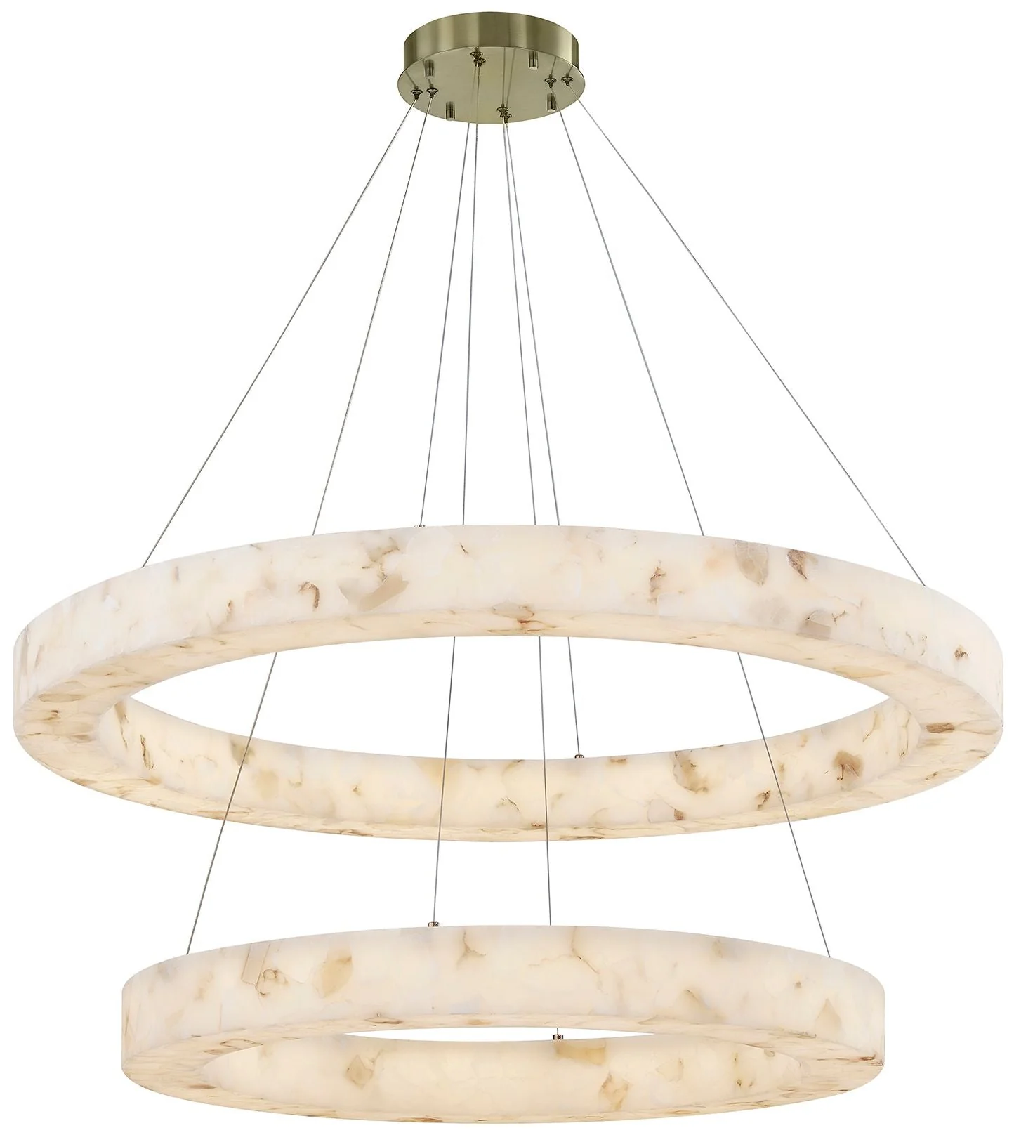 LumenAria Medley 42" Wide 2-Tier Alabaster Rocks LED Ring Pendant - Image 2