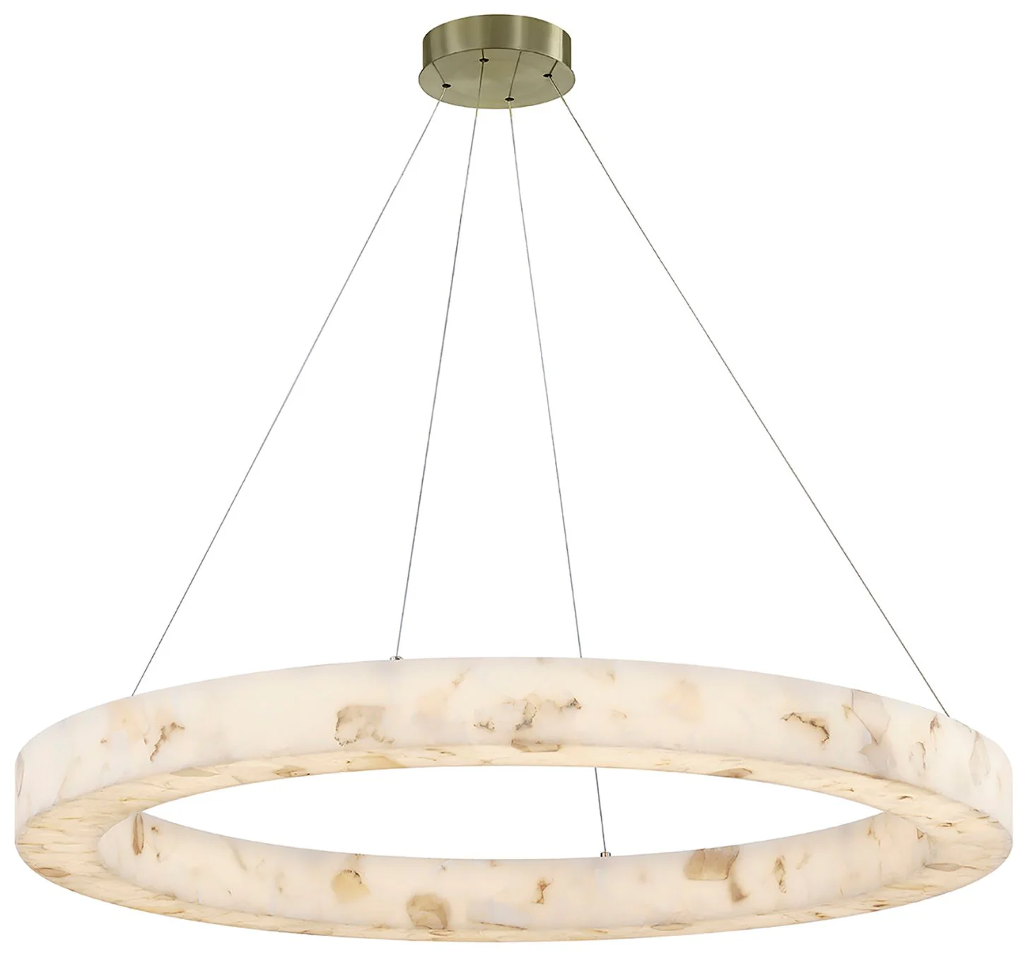LumenAria Medley 42" Wide Alabaster Rocks LED Ring Pendant - Image 2