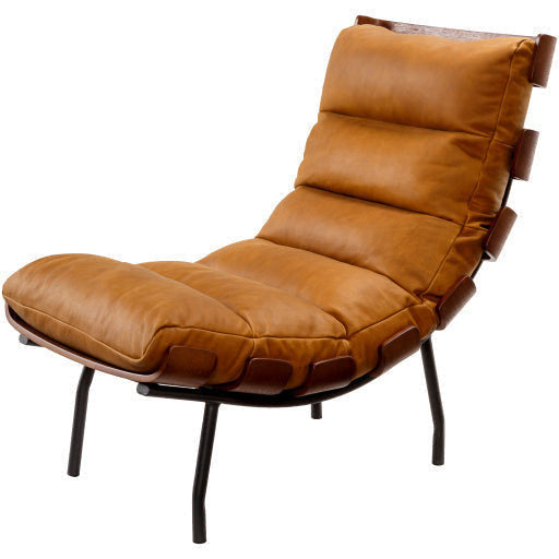Surya Laval Modern Channeled Cognac Leather Lounge Accent Chair - Image 2
