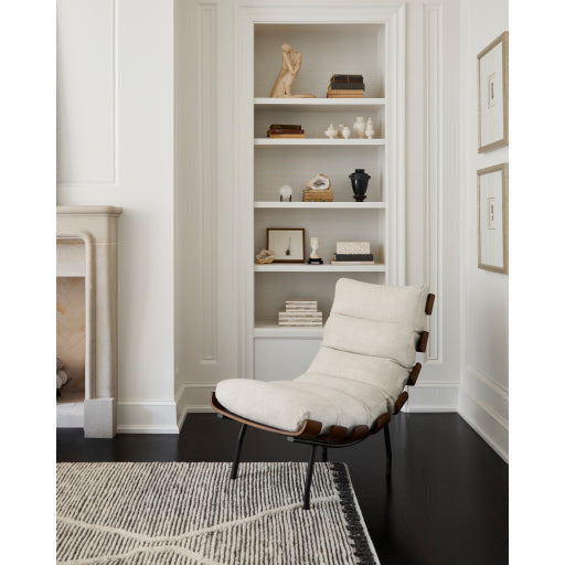 Surya Laval Modern Channeled Lounge Accent Chair With Wood Back - Image 1