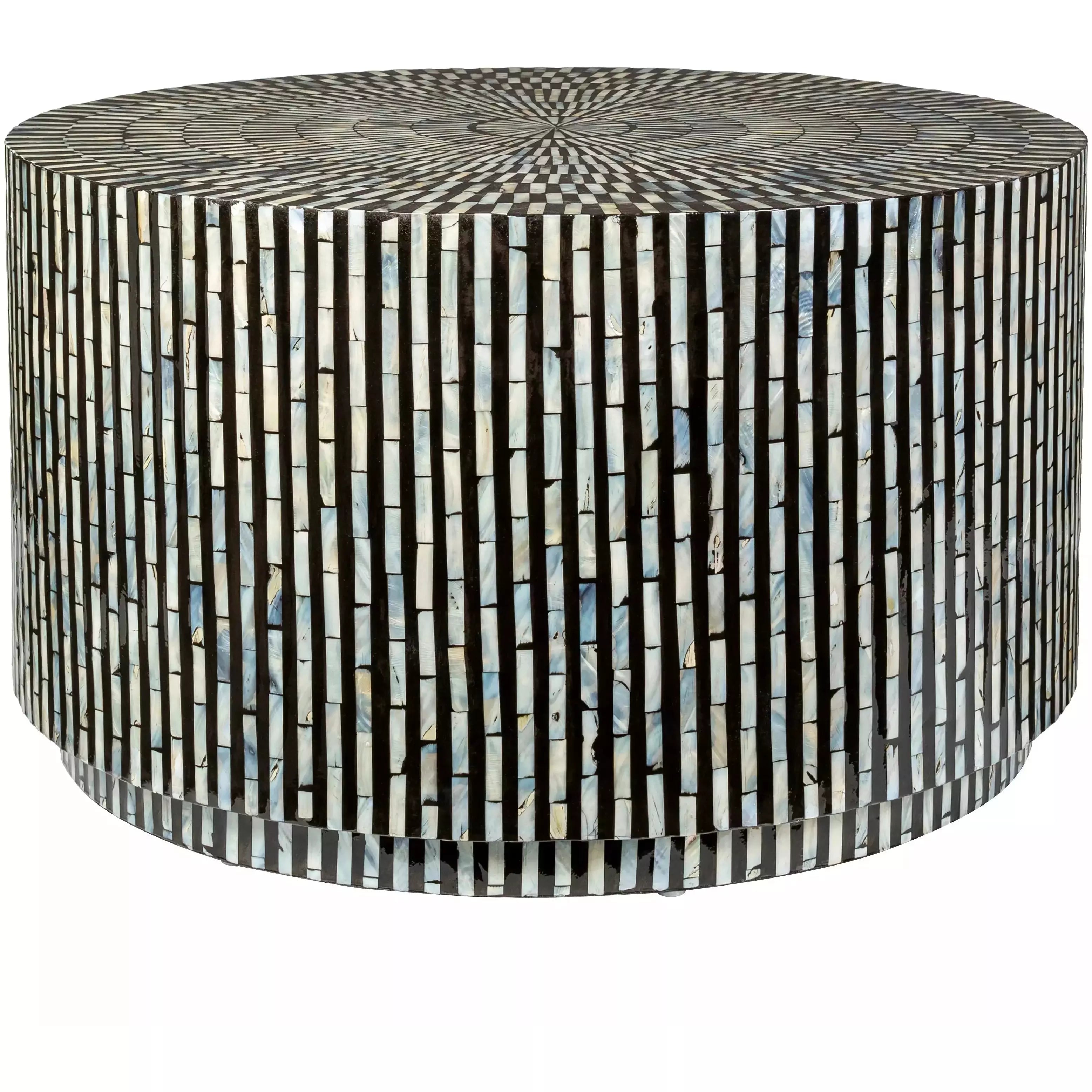 Surya Lharysa Modern Black & Cream Shell Round Coffee Table LYH-004 - Image 1