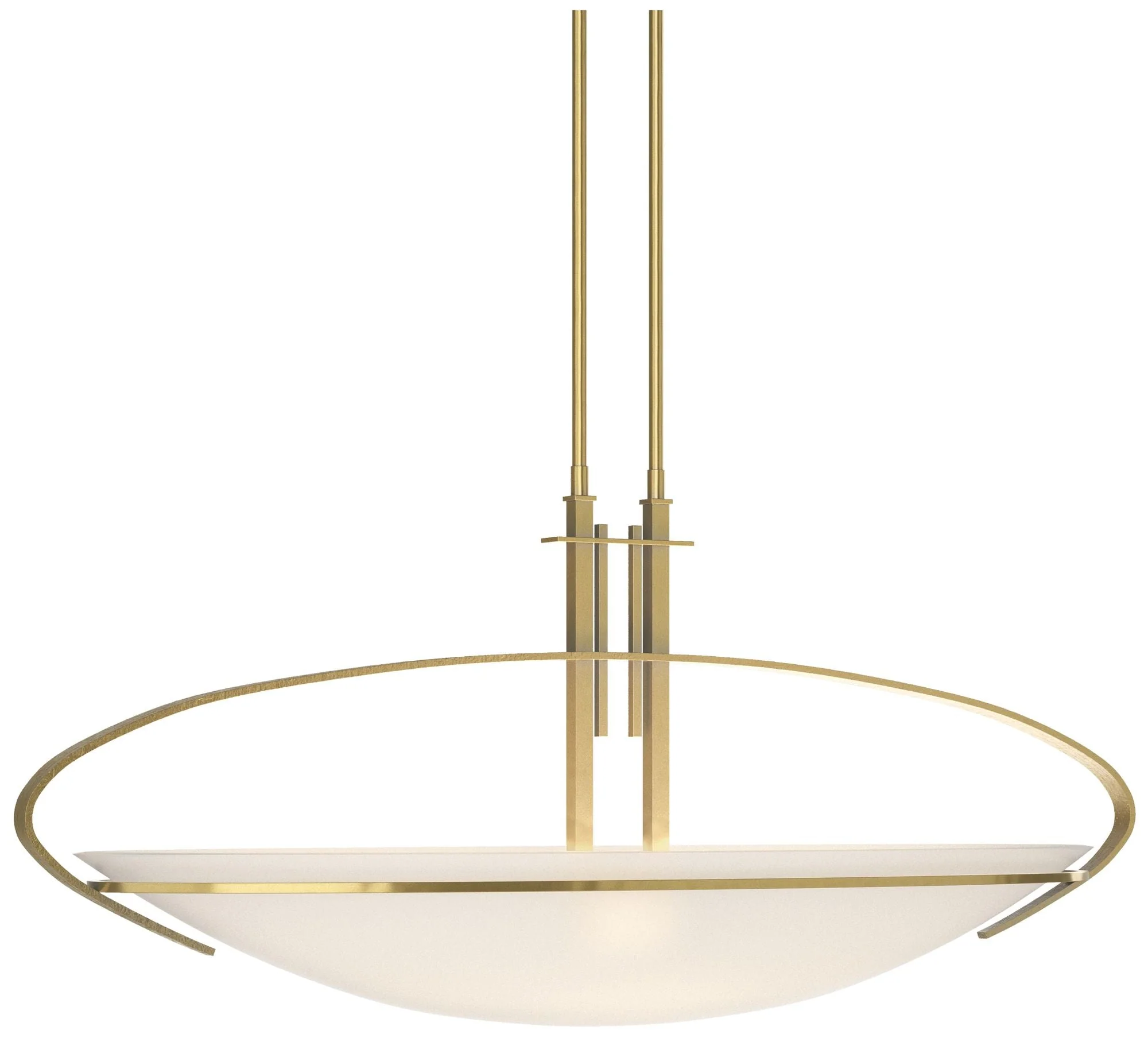 Mackintosh 32.5"W Modern Brass Standard Pendant w/ Opal Glass Shade - Image 1