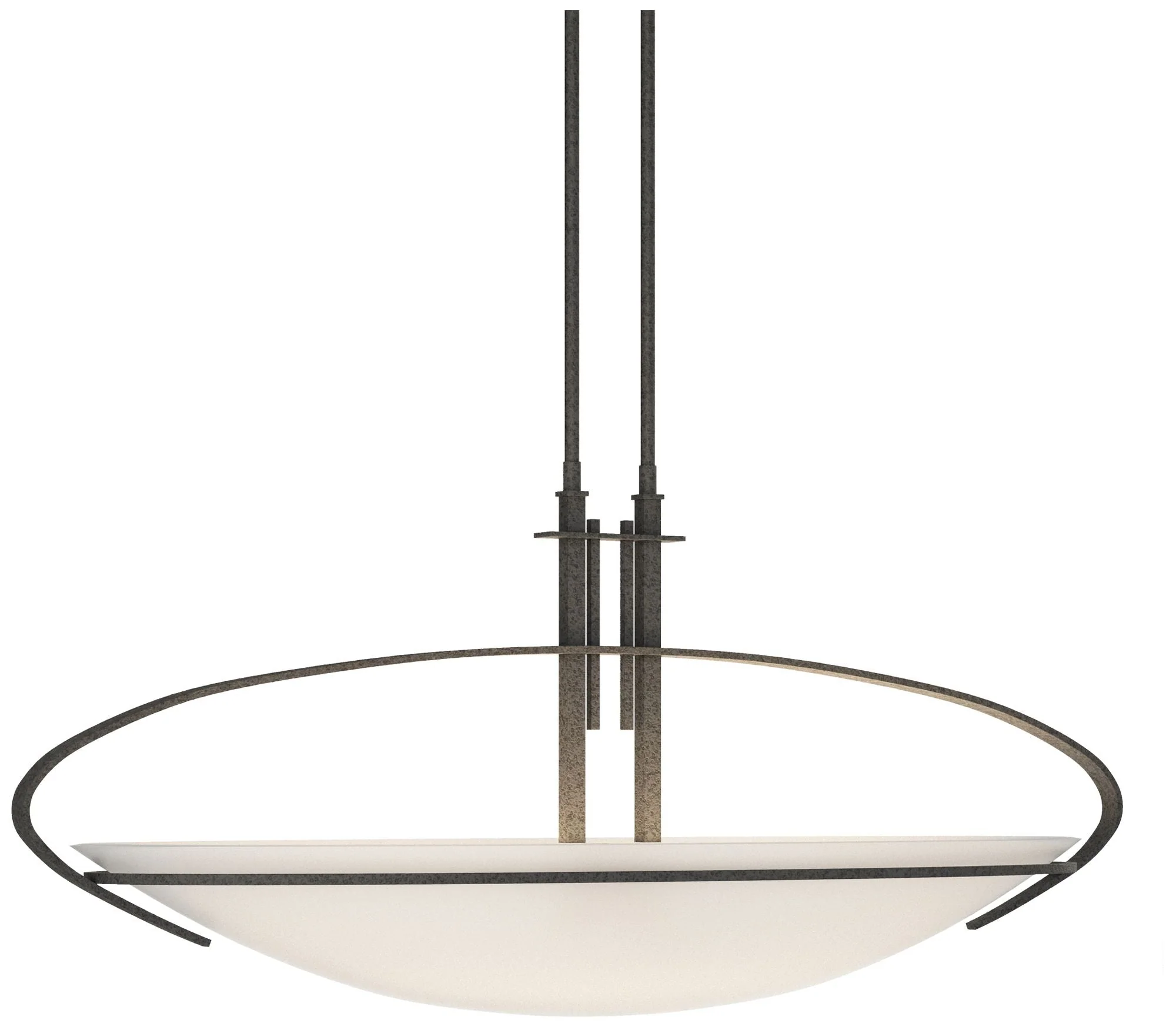 Mackintosh 32.5"W Natural Iron Standard Pendant w/ Opal Glass Shade - Image 1