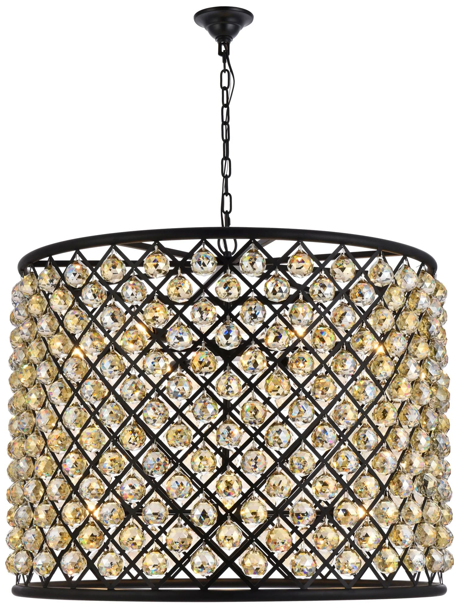 Madison 12 Lt Matte Black Chandelier Golden Teak - Image 2