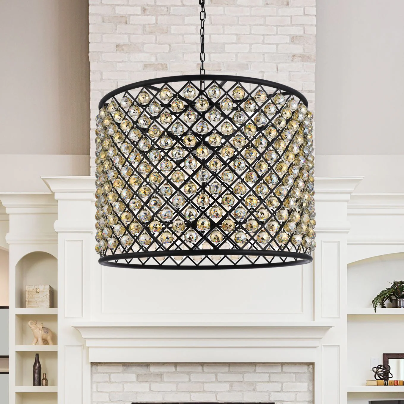 Madison 12 Lt Matte Black Chandelier Golden Teak - Image 1