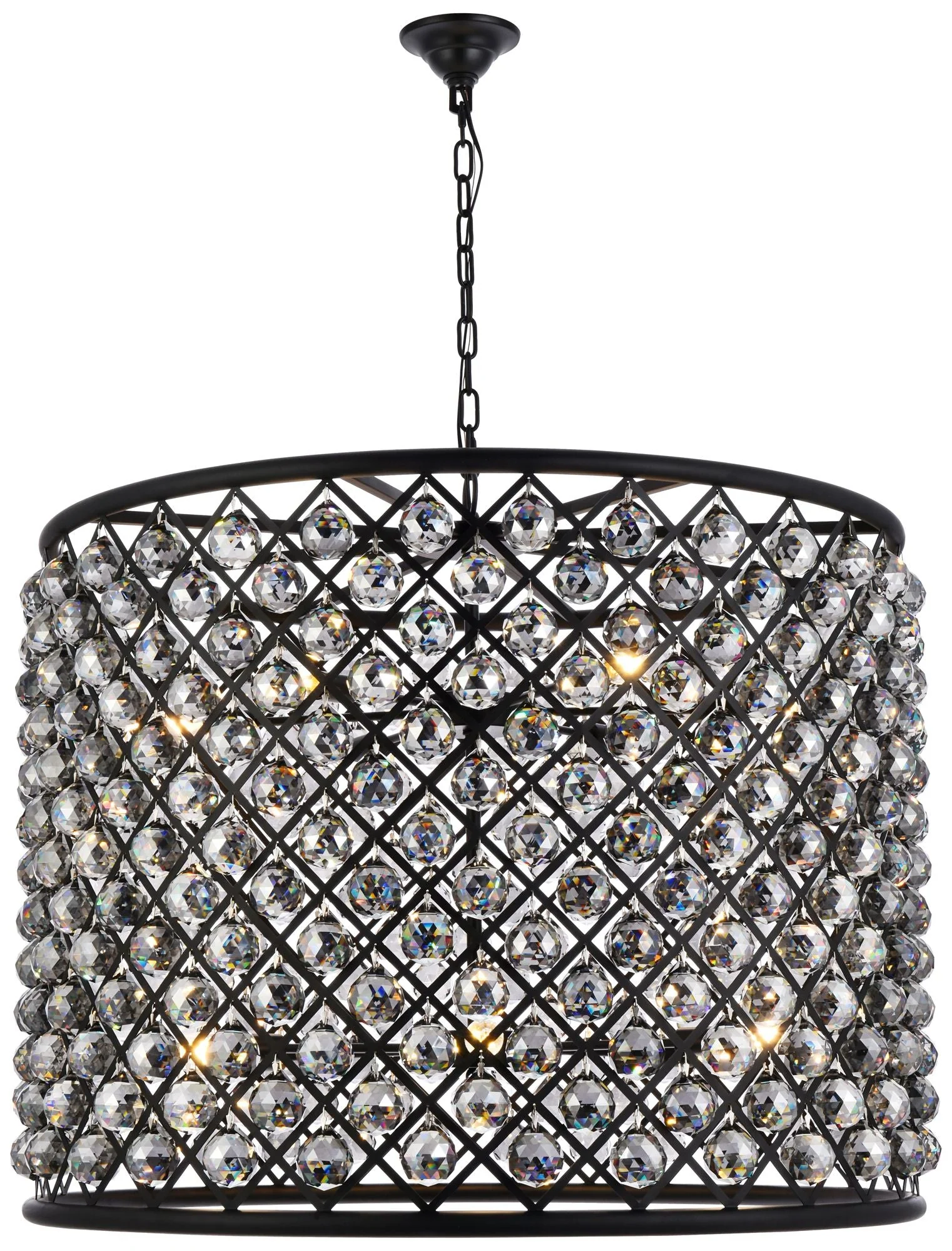 Madison 12 Lt Matte Black Chandelier Silver Shade (Grey) - Image 1