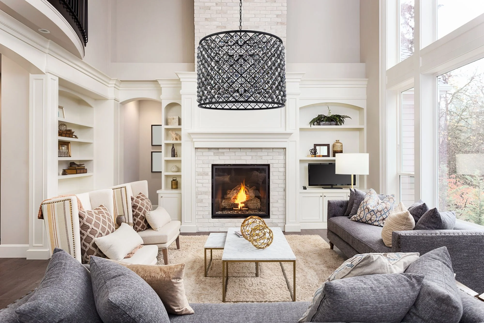 Madison 12 Lt Matte Black Chandelier Silver Shade (Grey) - Image 2