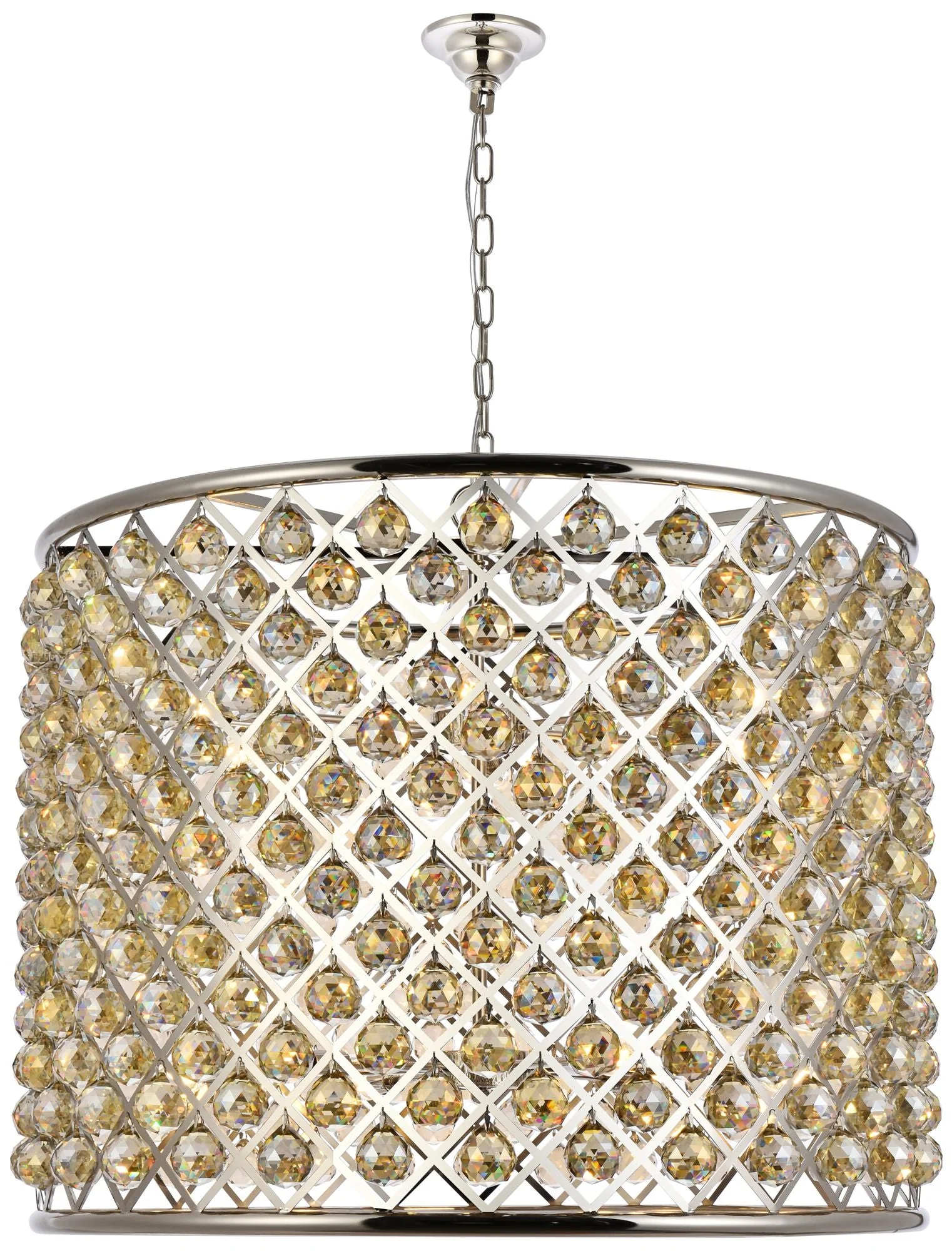 Madison 12 Lt Polished Nickel Chandelier Golden Teak - Image 2