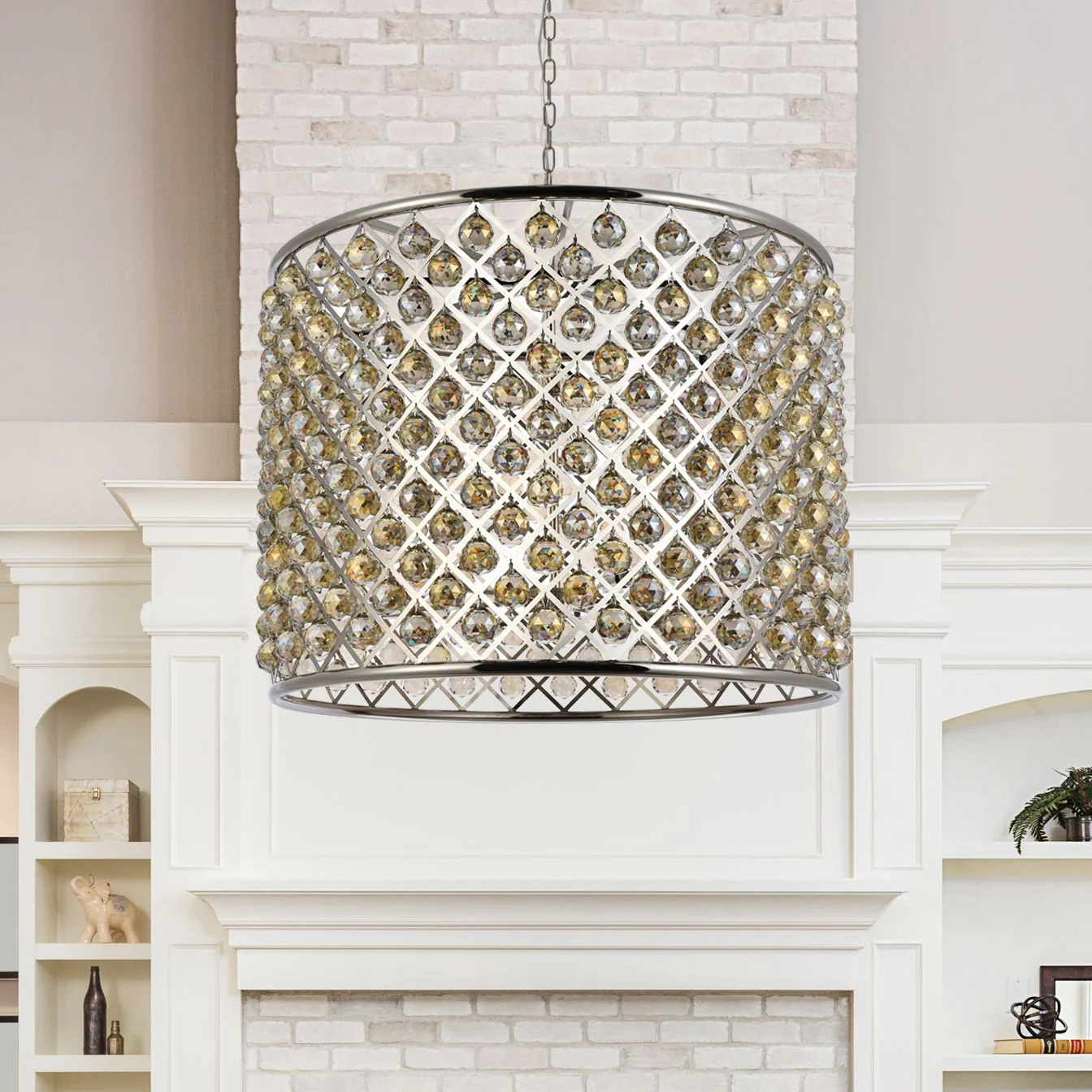 Madison 12 Lt Polished Nickel Chandelier Golden Teak - Image 1