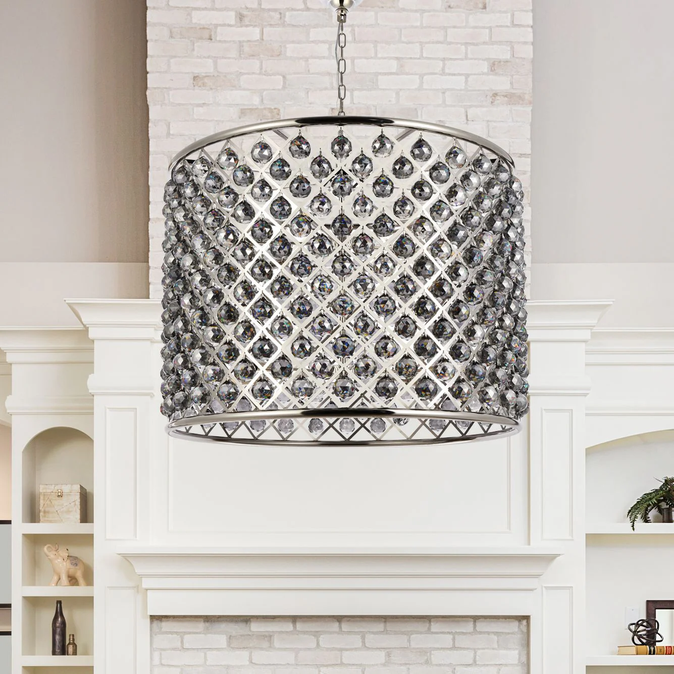 Madison 12 Lt Polished Nickel Chandelier Silver Shade (Grey) - Image 1