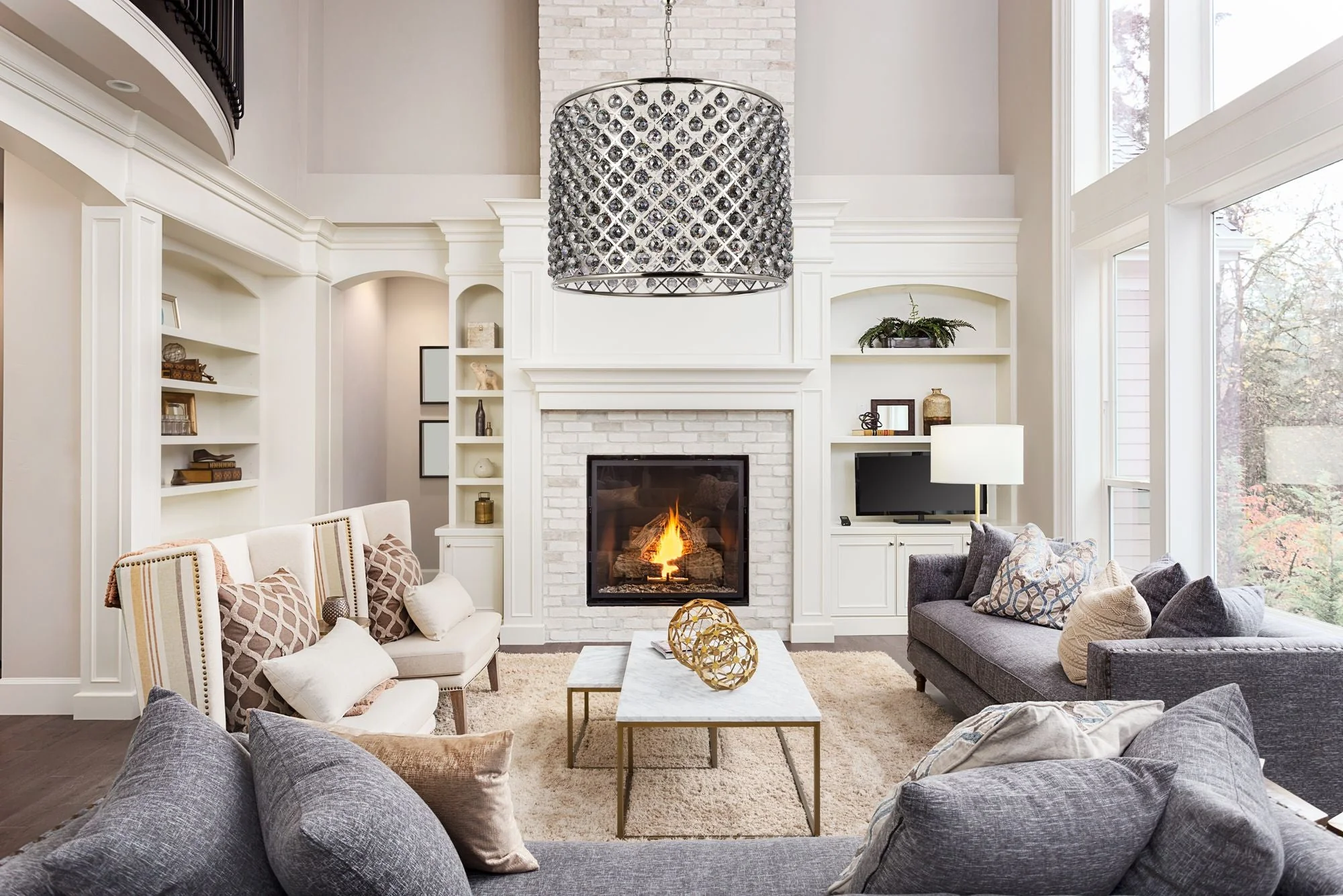 Madison 12 Lt Polished Nickel Chandelier Silver Shade (Grey) - Image 3