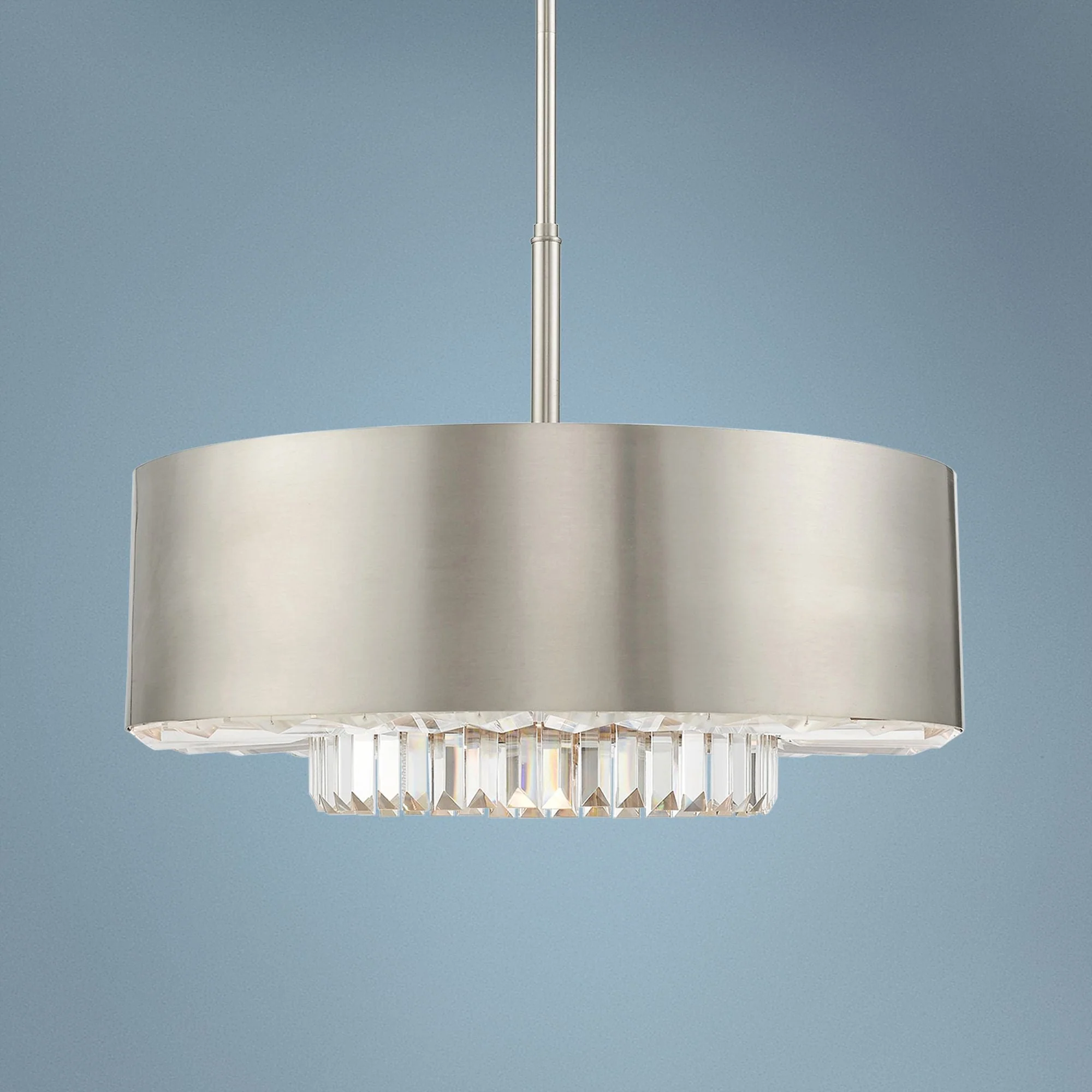 Madison 24" Wide Brushed Nickel Drum Pendant Light - Image 1