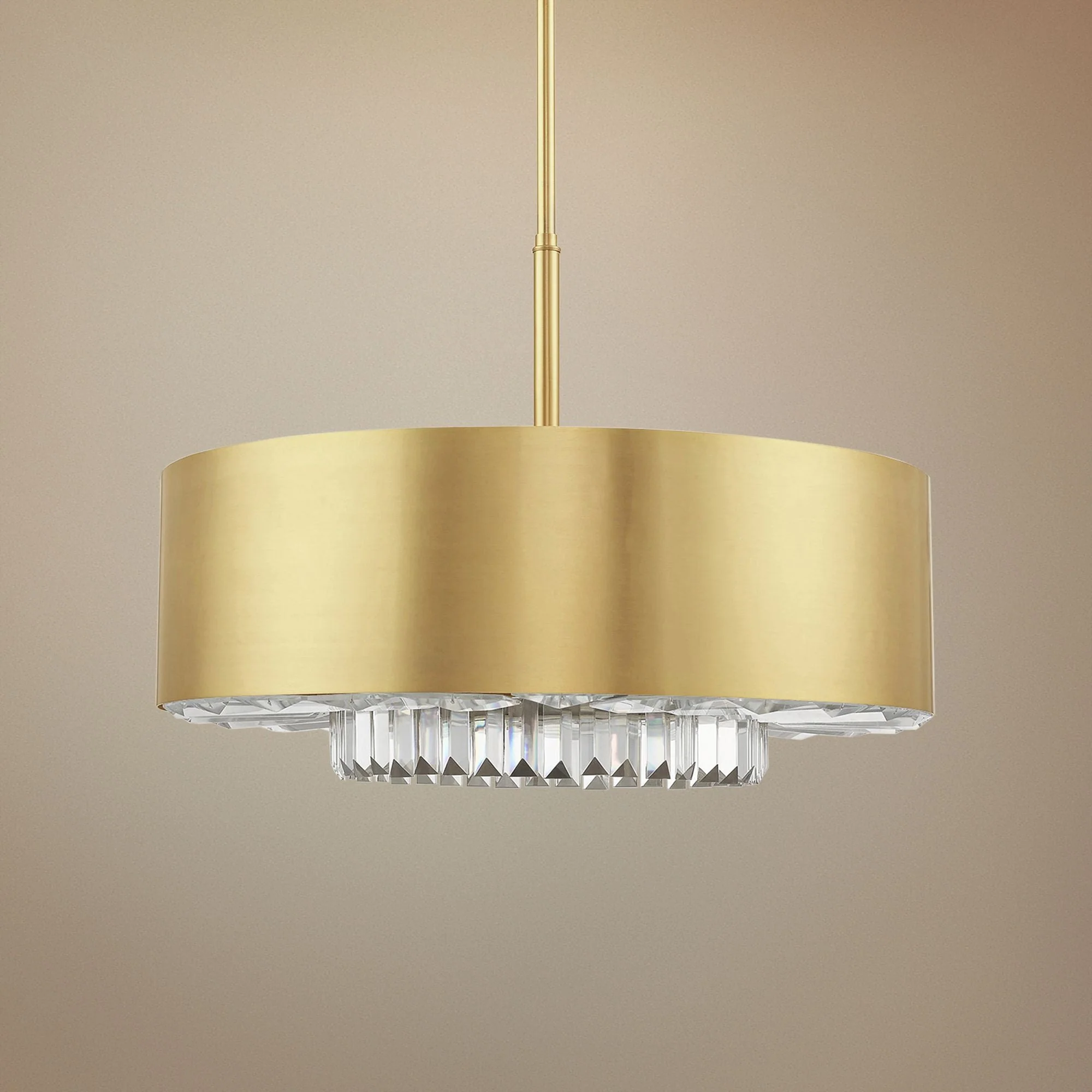 Madison 24" Wide Satin Brass Drum Pendant Light - Image 1