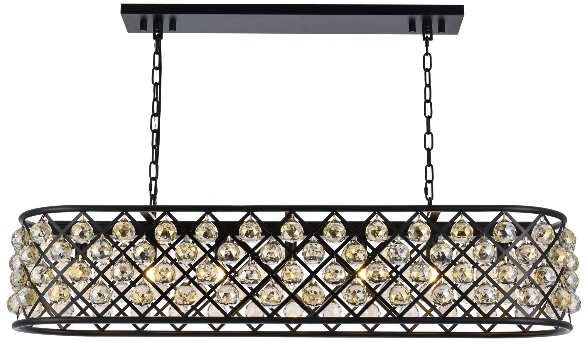 Madison 7 Lt Matte Black Chandelier Golden Teak - Image 1