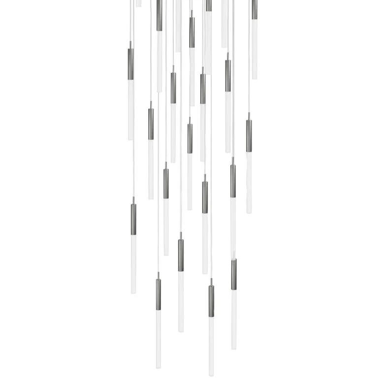 Main St. 30" Wide Polish Nickel LED Multi-Light Pendant - Image 2