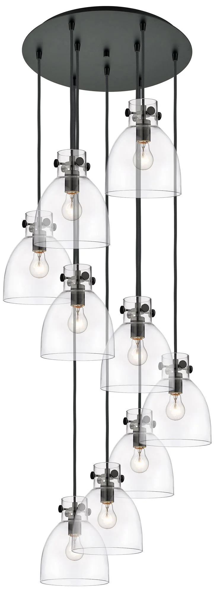Malone 37.75"W 5 Light Brushed Brass Linear Pendant w/ Striped Clear S - Image 1