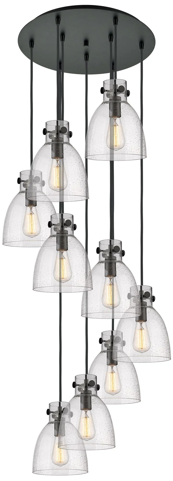 Malone 37.75"W 5 Light Brushed Nickel Linear Pendant w/ Striped Clear - Image 1