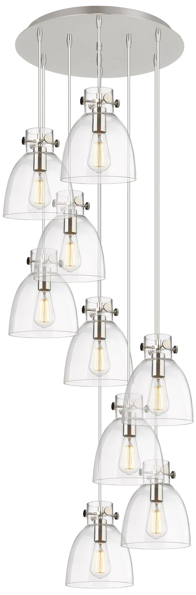 Malone 37.75"W 5 Light Polished Nickel Linear Pendant w/ Striped Shade - Image 1