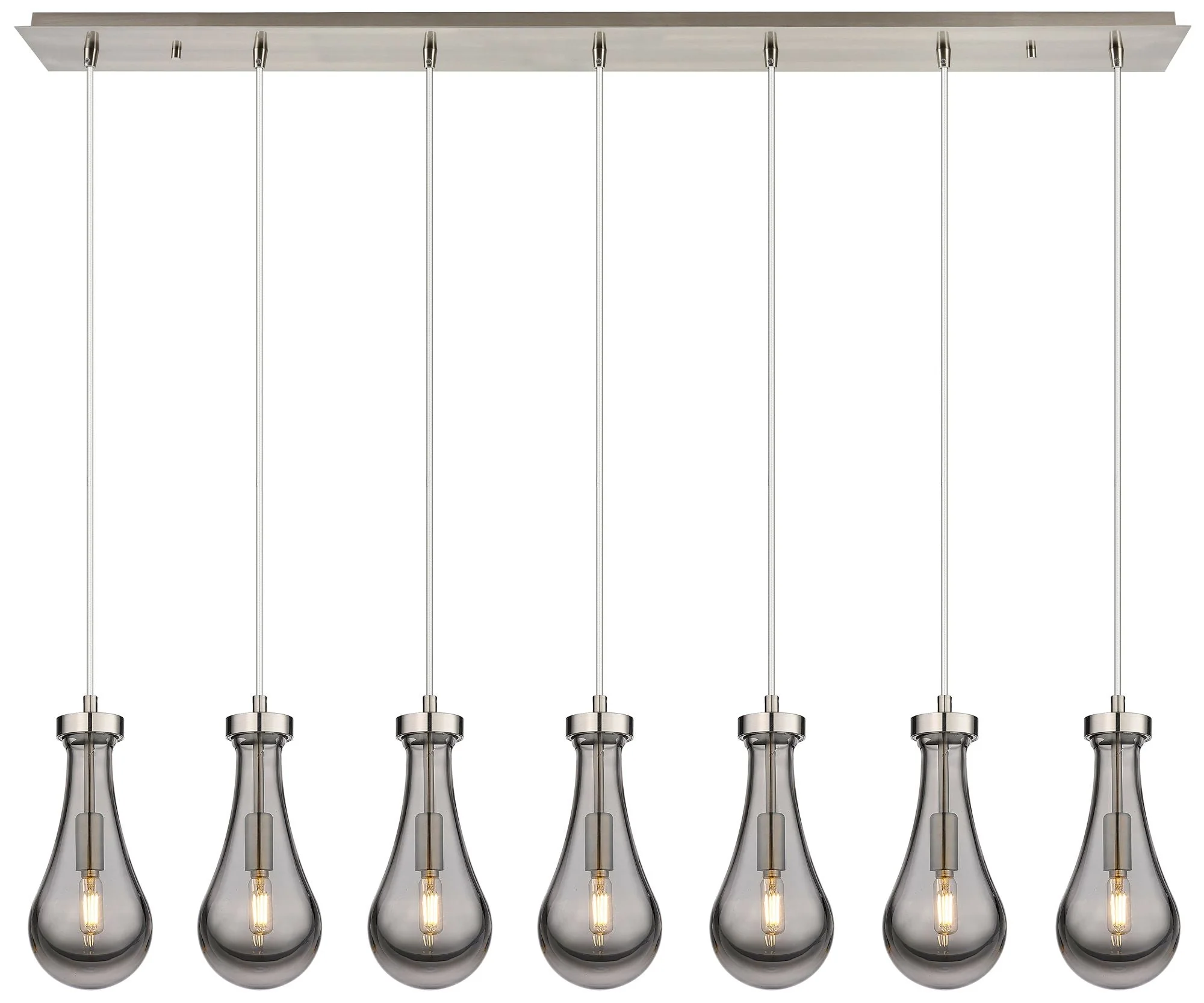 Malone 49.75" Wide 7 Light Brushed Brass Linear Pendant With Clear Sha - Image 1
