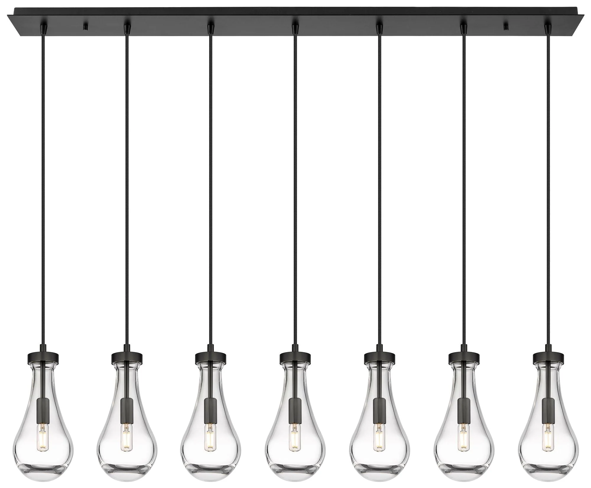 Malone 49.75" Wide 7 Light Matte Black Linear Pendant With Clear Shade - Image 1