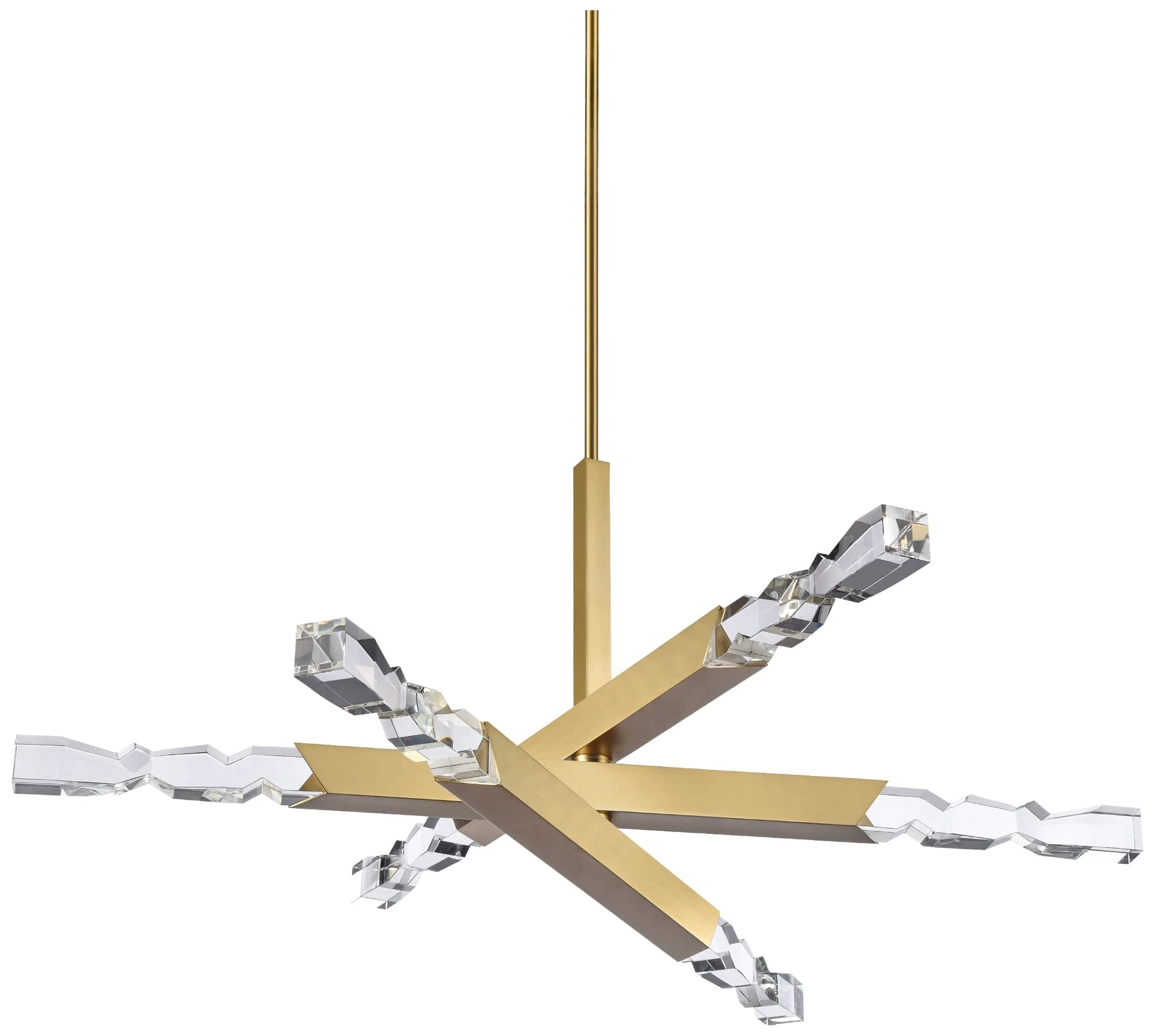 Mamadim LED 3CCT 6-Light 48" 2"x2" Carved Crystals Aged Bras - Image 1