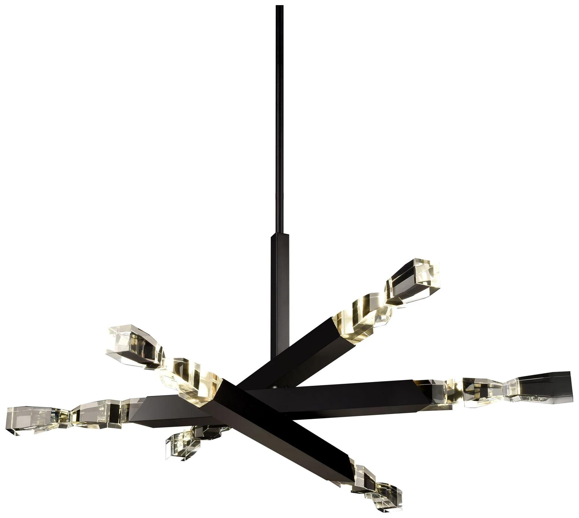 Mamadim LED 3CCT 6-Light 48" 3"x3" Carved Crystals Black Cha - Image 1