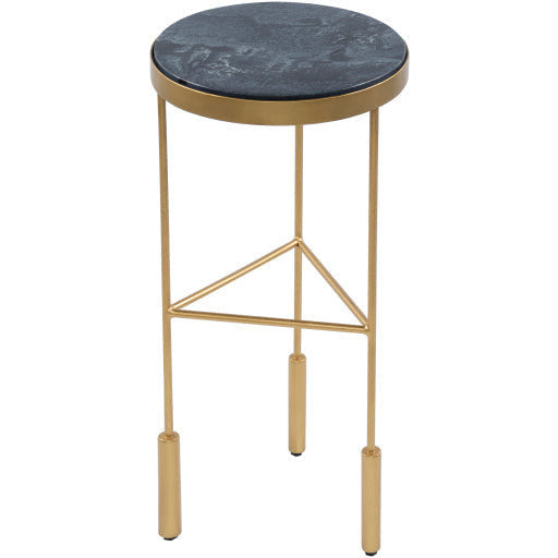 Surya Macon Modern Black Marble Top With Gold Metal Base Round Accent Side Table  MAN-100 - Image 1