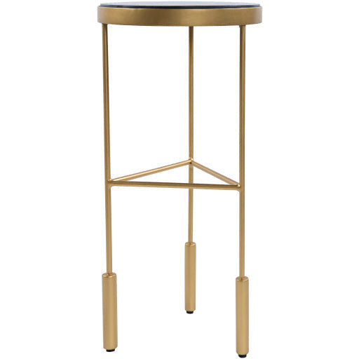 Surya Macon Modern Black Marble Top With Gold Metal Base Round Accent Side Table  MAN-100 - Image 3