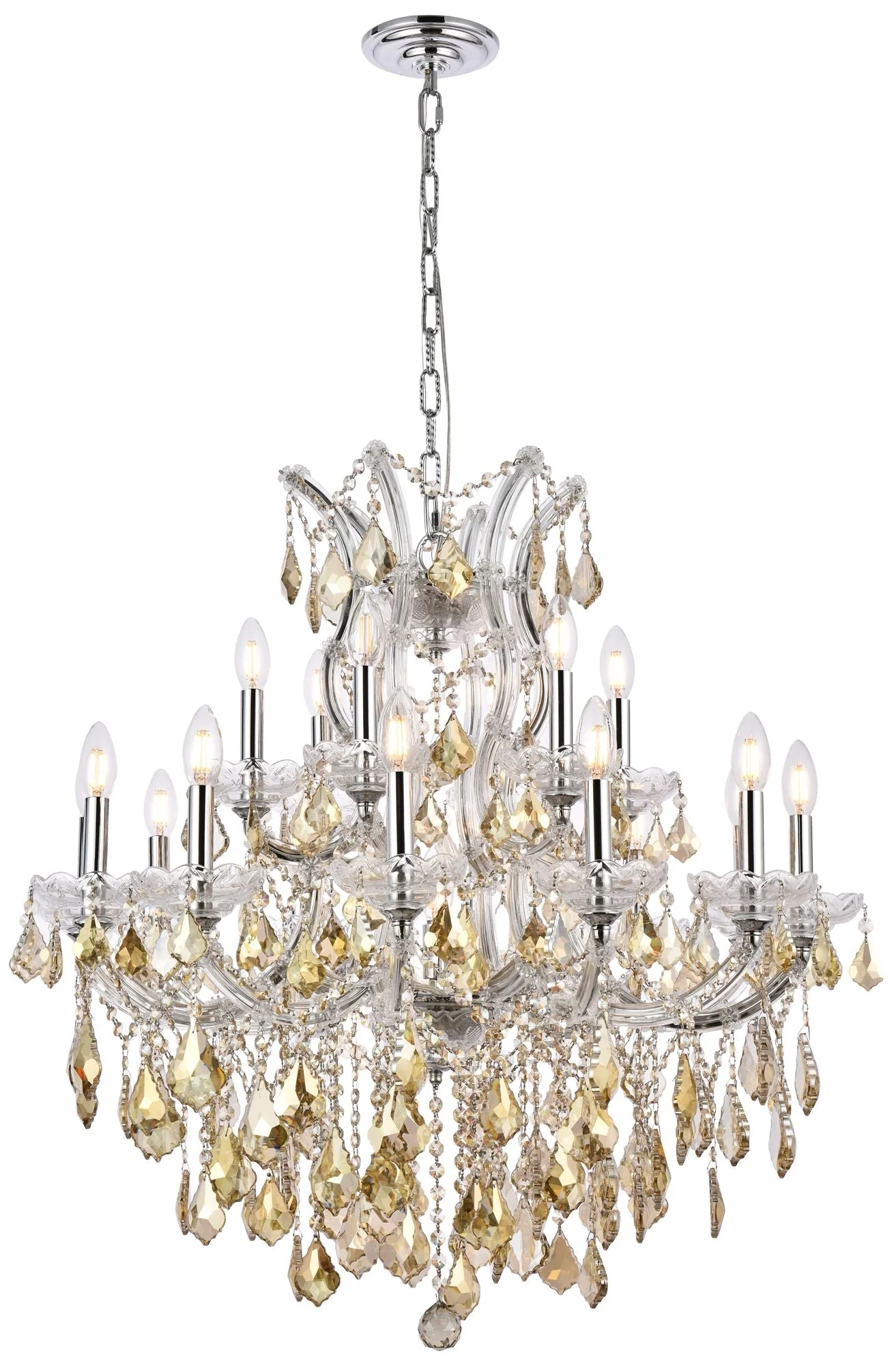Maria Theresa 19 Lt Chrome Chandelier Golden Teak - Image 2