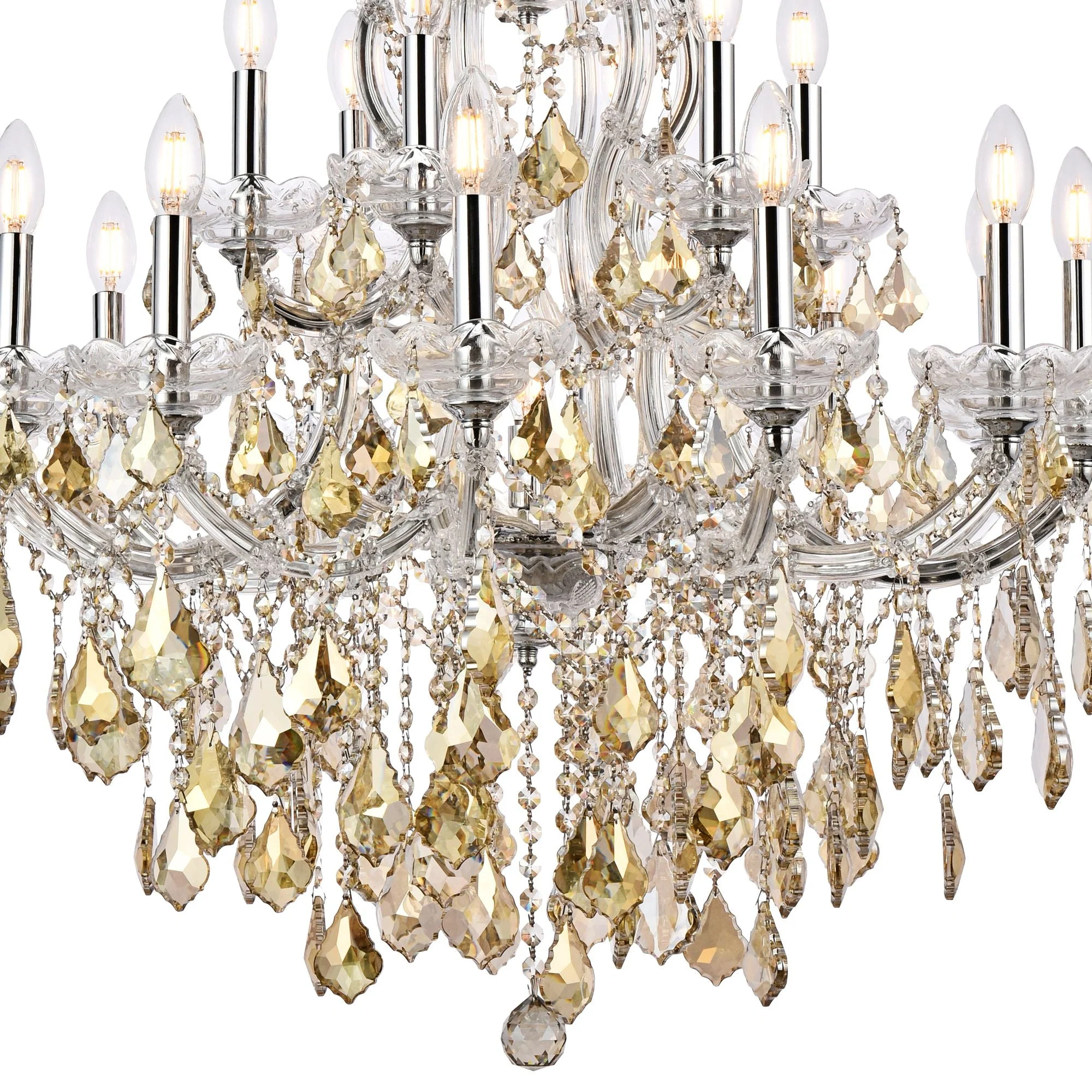 Maria Theresa 19 Lt Chrome Chandelier Golden Teak - Image 3