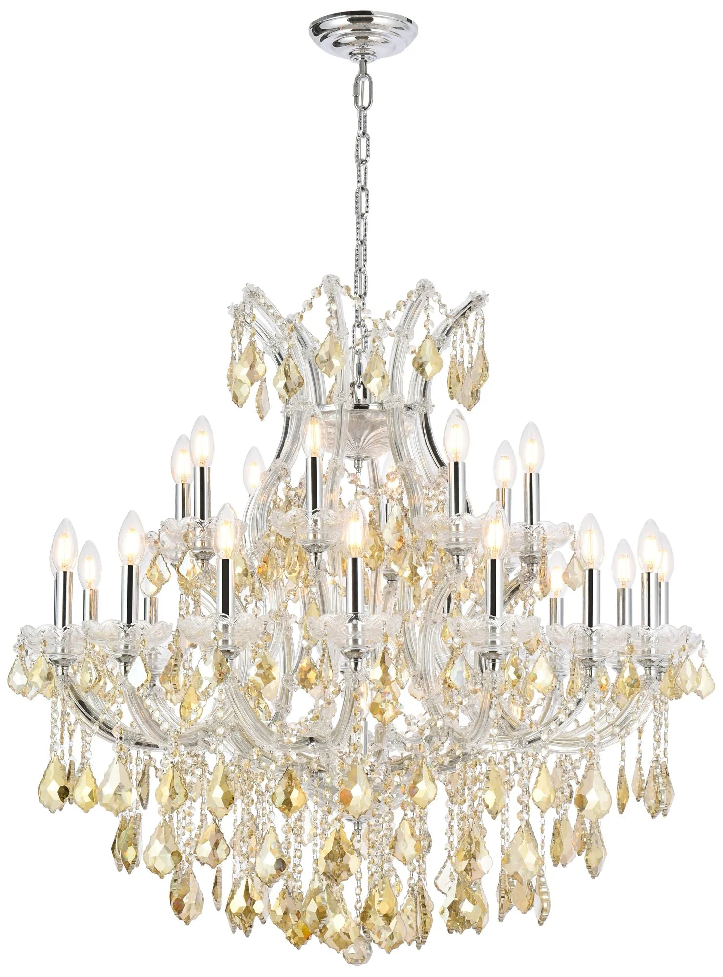 Maria Theresa 24 Lt Chrome Chandelier Golden Teak - Image 1