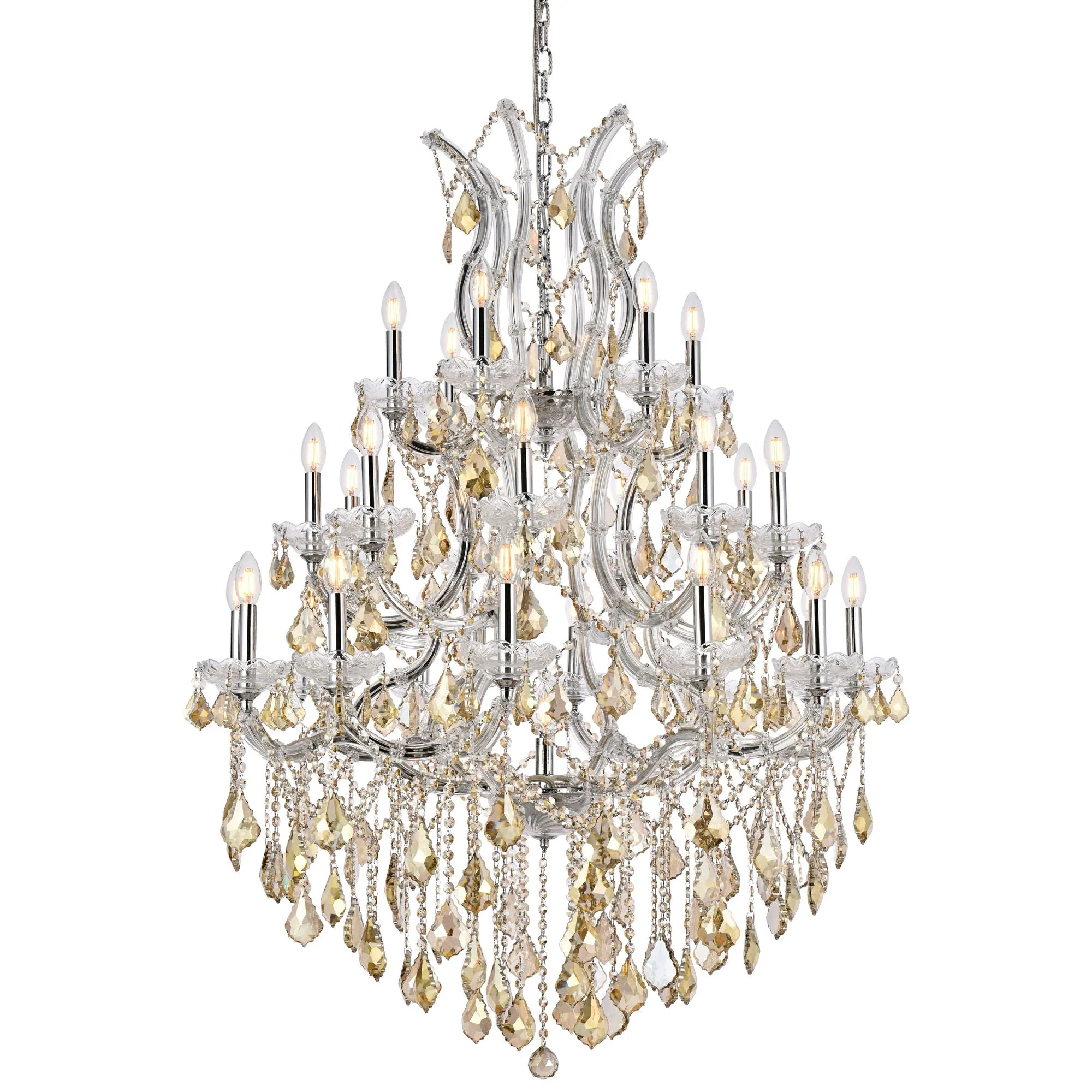 Maria Theresa 28 Lt Chrome Chandelier Golden Teak - Image 3