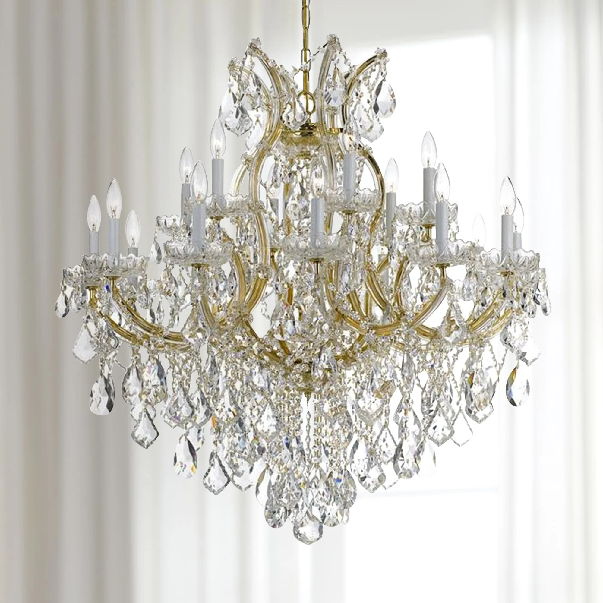 Maria Theresa 35" Wide 19-Light Gold and Crystal Chandelier - Image 1