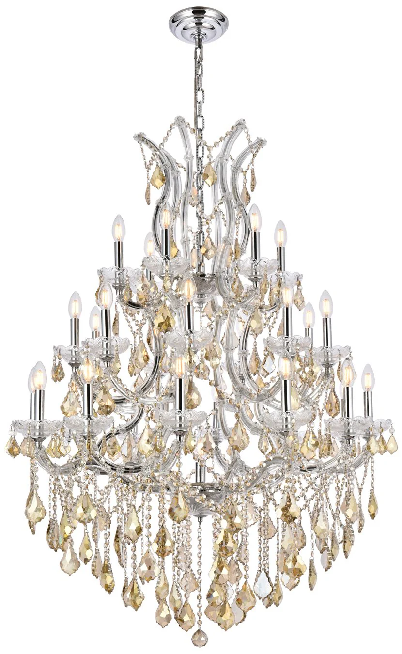 Maria Theresa 38" Wide Chrome and Golden Crystal Chandelier - Image 3