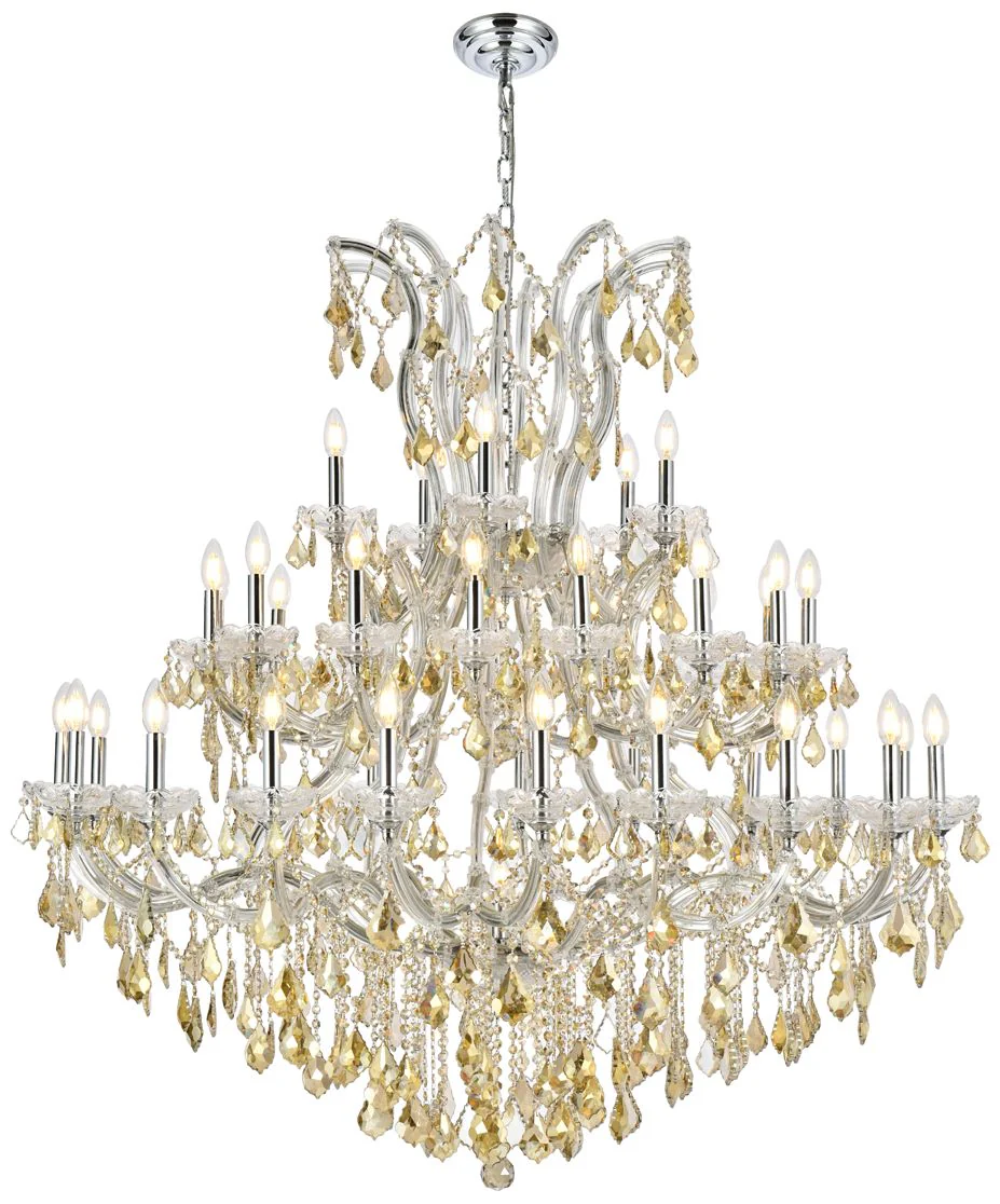 Maria Theresa 41 Lt Chrome Chandelier Golden Teak - Image 1