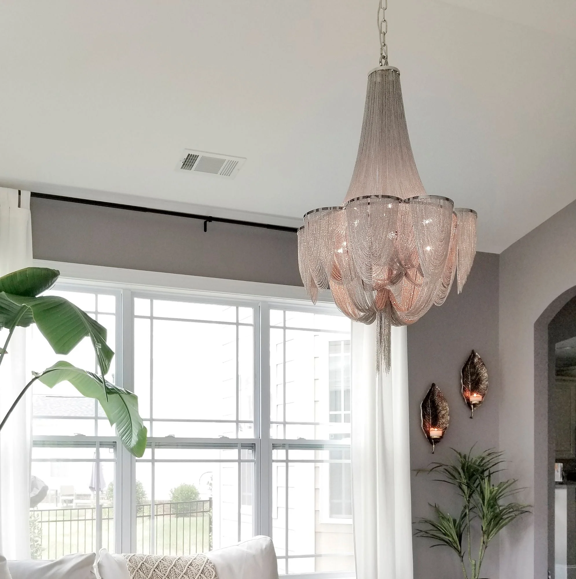 Maxim Chantilly 34" Wide Nickel Jewelry Chain Chandelier - Image 3