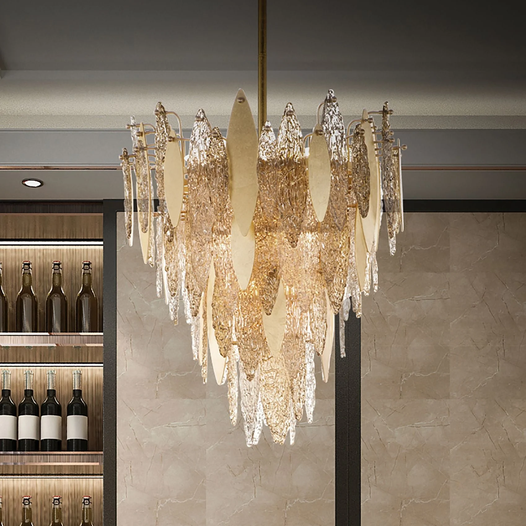 Maxim Majestic 32 1/2" Wide Gold Leaf and Glass Chandelier - Image 2