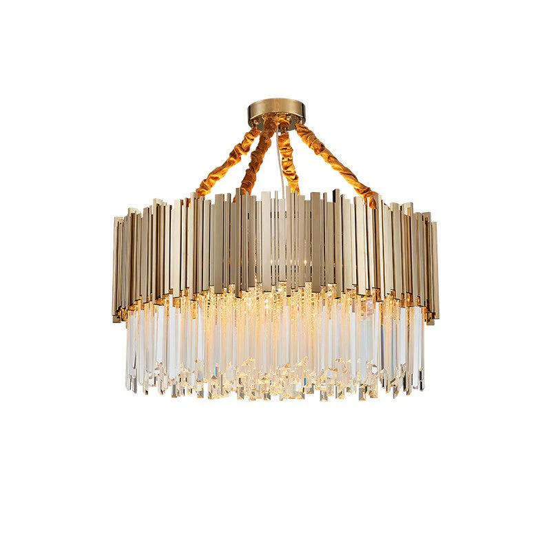 Postmodern gold 9 lights crystal column chandelier - Image 1